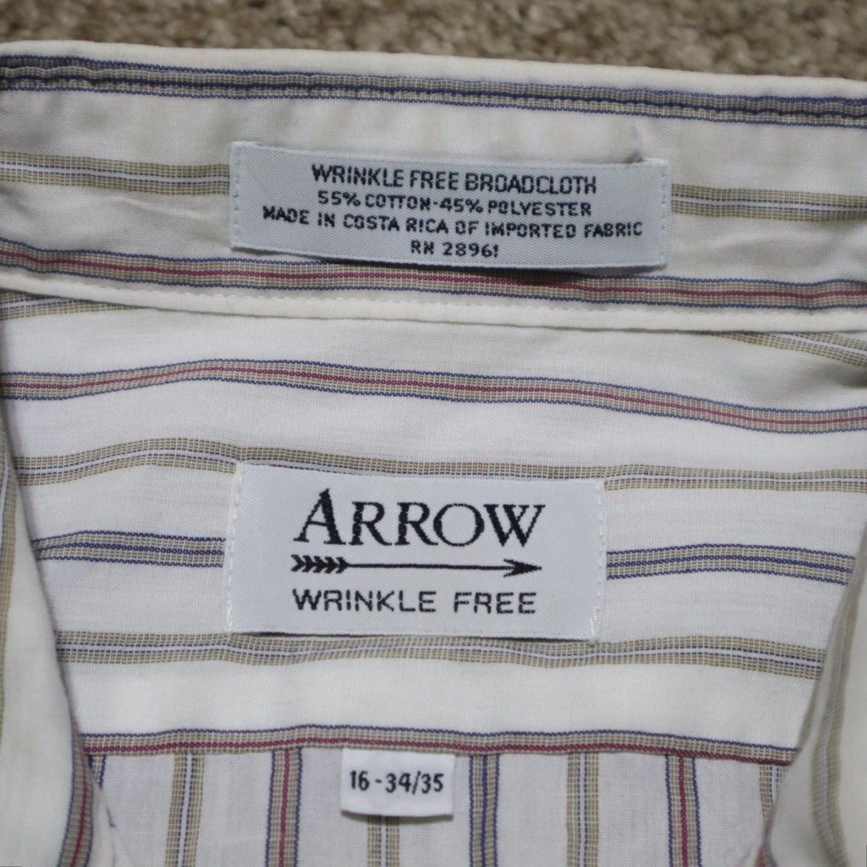 Arrow Arrow Shirt Men 16 White Striped Button-Down Button-Up Casual Chambray Cotton Blend 1960s American Mens Size US L / EU 52-54 / 3 - 3 Thumbnail