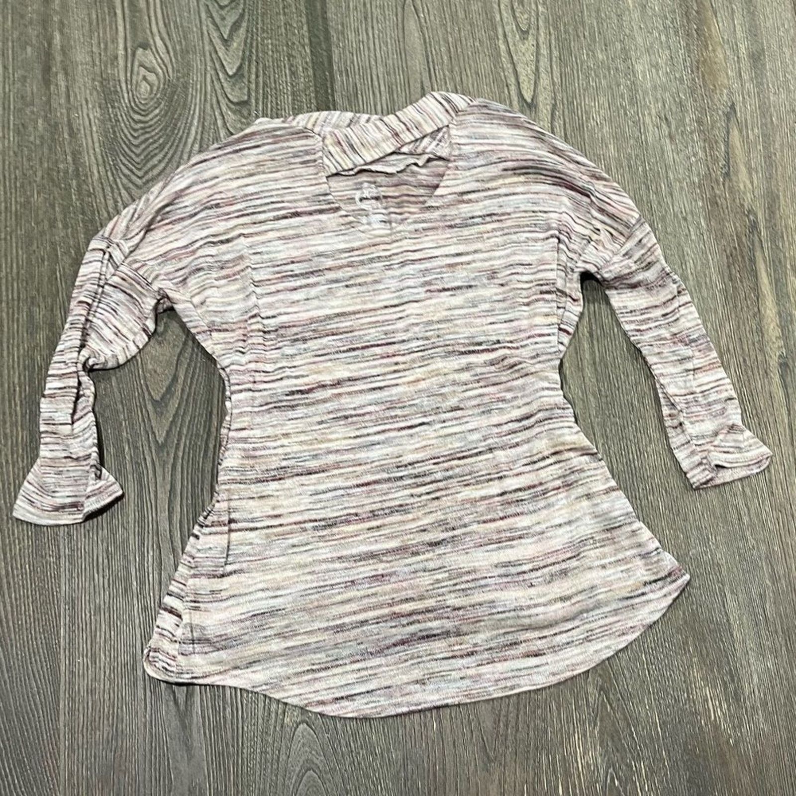 Vintage Maurices 24/7 Hi-Low Top Striped Criss Cross 3/4 Sleeve S Size S / US 4 / IT 40 - 1 Thumbnail