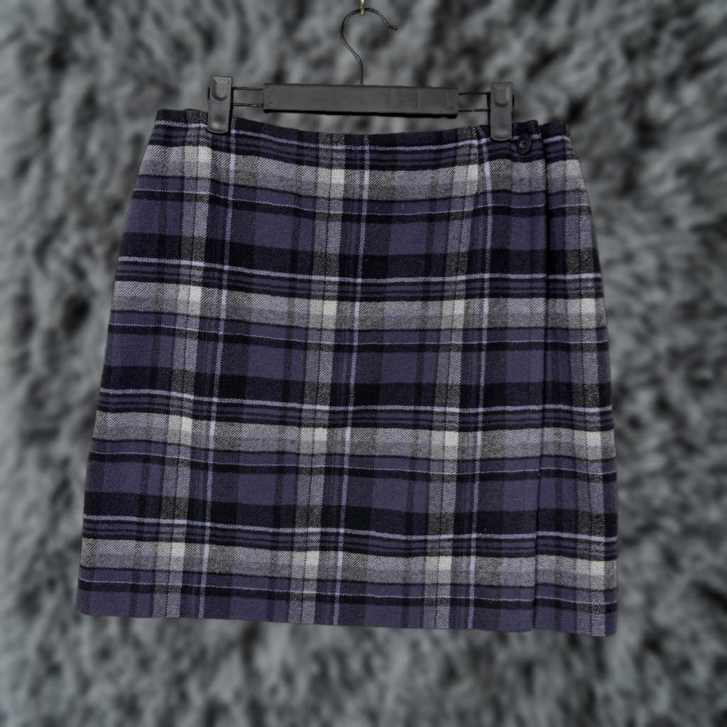Vintage &madison MAX Skirt 14P Petite Plaid Wool-Blend Short Pencil Casual Womens 90s Dark Academia Size 36" / US 14 / IT 50 - 1 Thumbnail