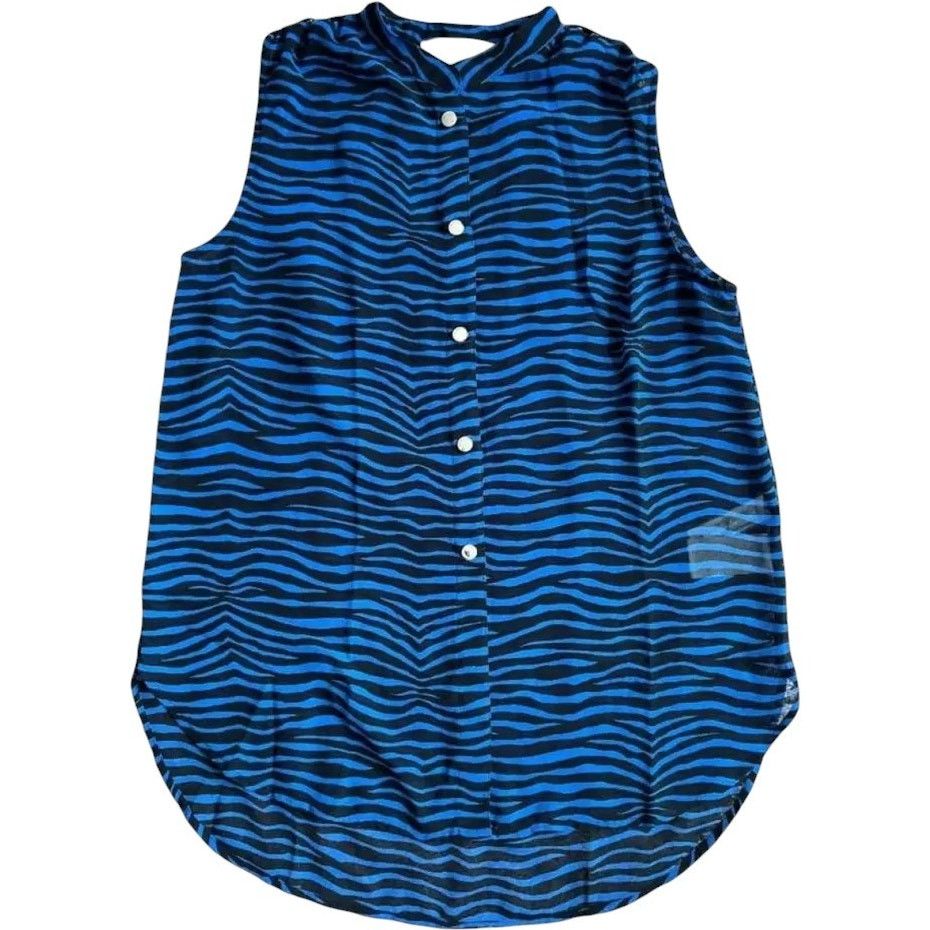 Michael Kors Michael Kors Blue Black Stripes Sleeveless Top, S Size S / US 4 / IT 40 - 1 Thumbnail