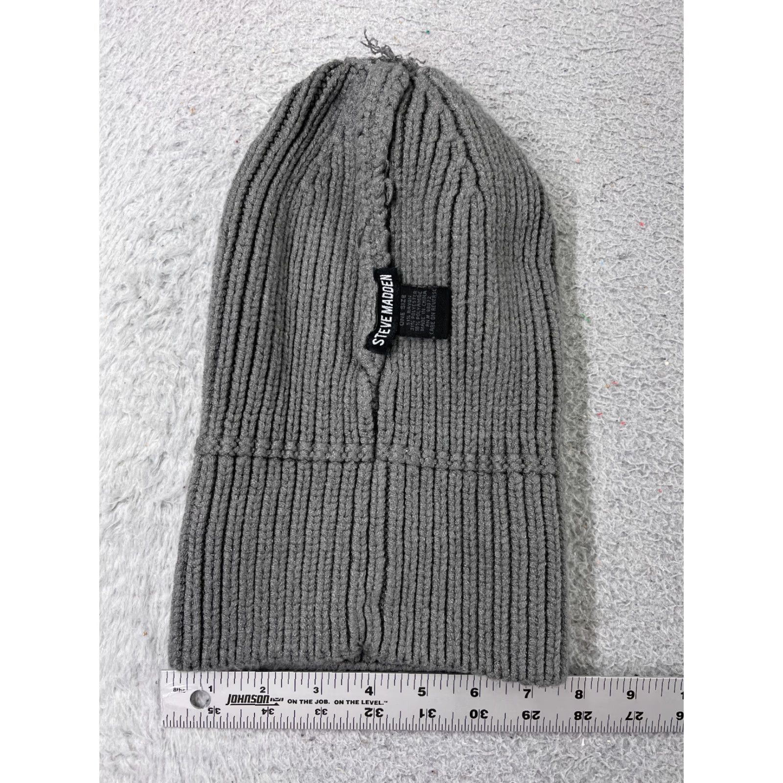 Steve Madden Steve Madden Beanie Womens One Size Gray Double Knit Ski Hat/Toque, Polyester, Viscose Blend, Knit, Fall Winter Size ONE SIZE - 5 Thumbnail