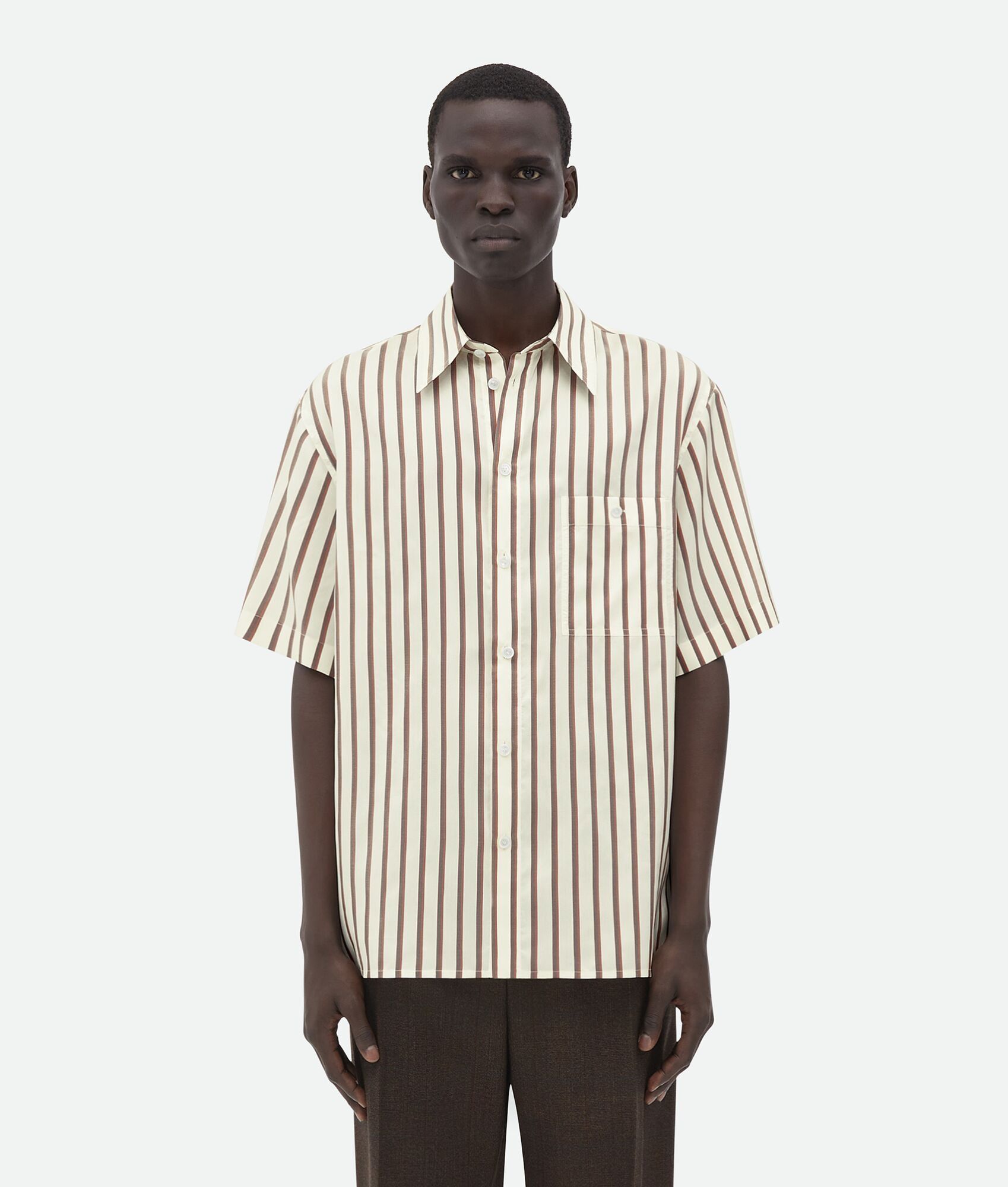 Bottega Veneta short-sleeved silk bicolor striped shirt Size US S / EU 44-46 / 1 - 1 Thumbnail
