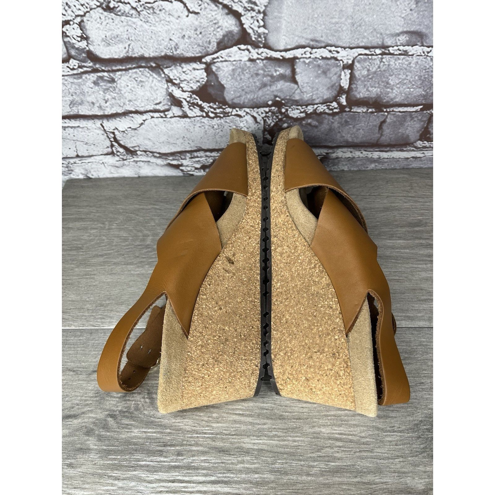 Birkenstock Birkenstock Papillio Samira Ginger Brown Leather Cork Wedges Size US 6.5 / IT 36.5 - 6 Thumbnail