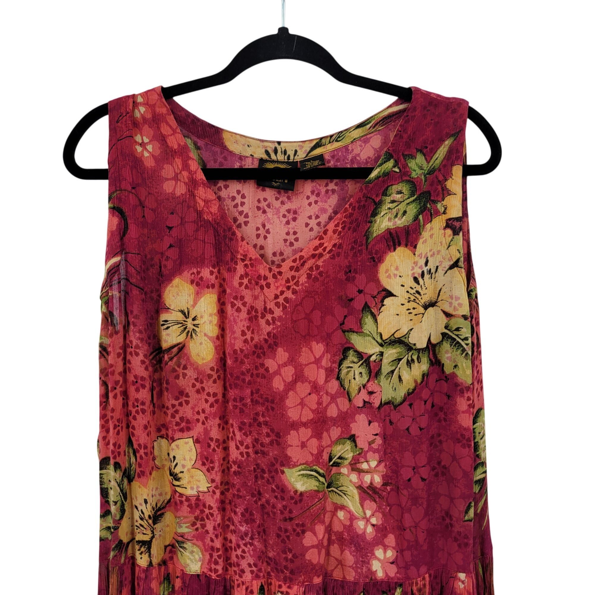Vintage Vtg BILA Womens Pink Floral Crinkle Drop Waist Maxi Dress Sz Size L / US 10 / IT 46 - 4 Thumbnail