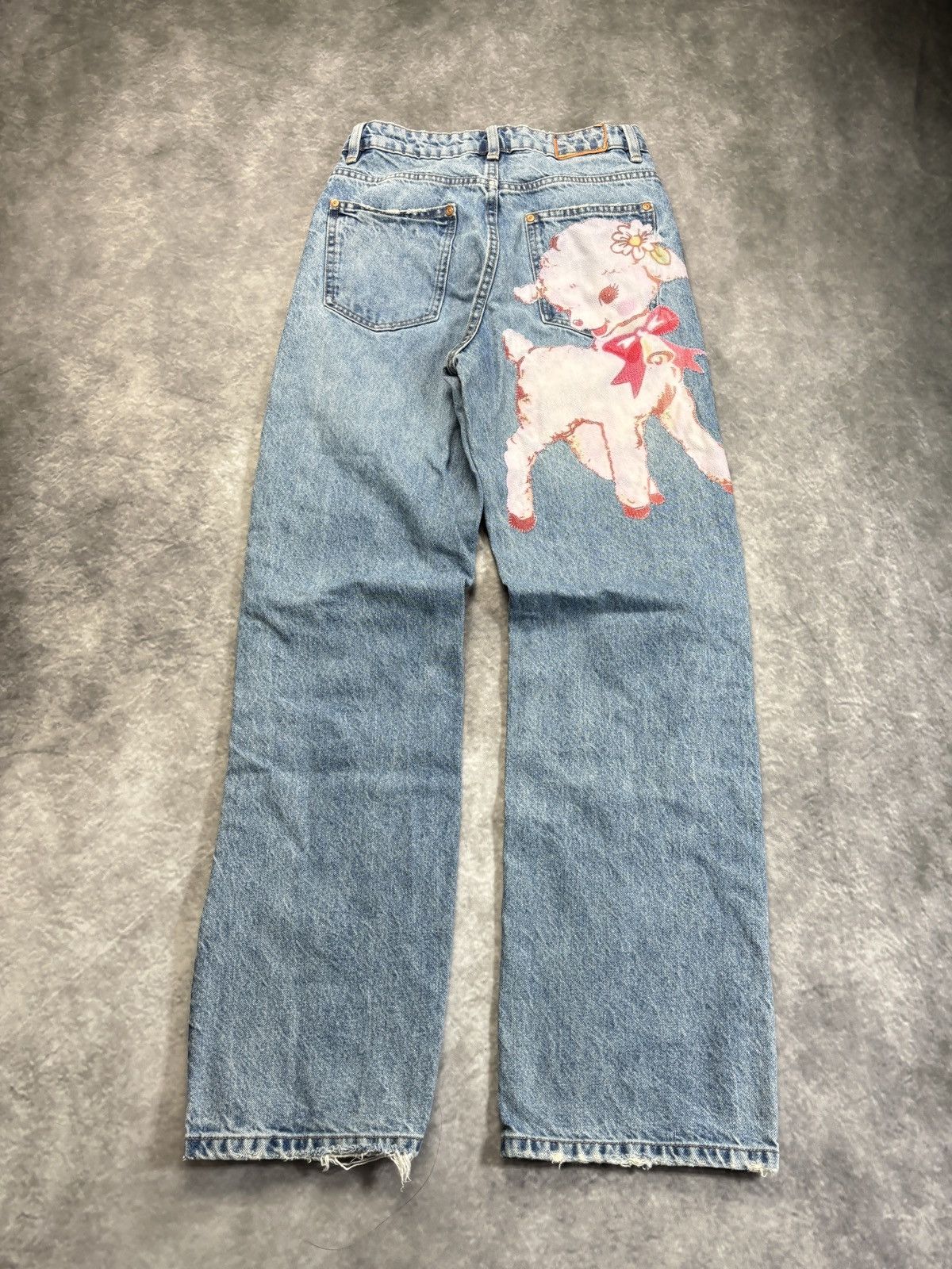 Jean × Vintage Custom Patchwork Denim Jeans Vintage Lamb Cute Y2K Patch 30 Size 26" / US 2 / IT 38 - 17 Thumbnail