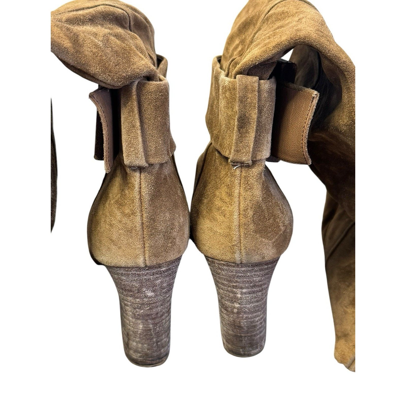 Gucci Vintage GUCCI Brown Suede Boots Wood Buckle Block Heel Sz 38 Size US 7 / IT 37 - 6 Thumbnail
