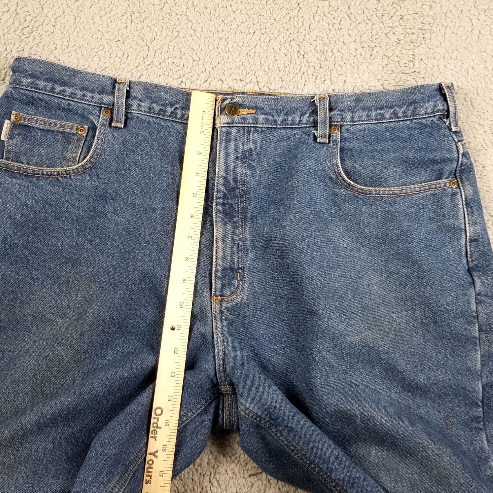 Carhartt Carhartt Fleece Lined Blue Jeans Denim Straight Leg 42x30 Mens Regular Size 42 Inseam 30 USA DST B155 DST Docked Logo Vintage: No Size US 42 / EU 58 - 5 Thumbnail