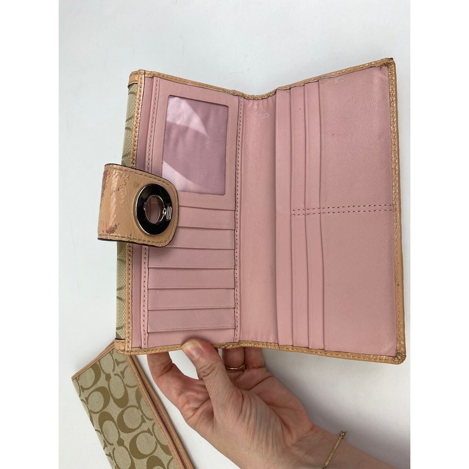 Coach Coach Turnlock Signature C Wallet Tan Pink Patent Leather Size ONE SIZE - 12 Thumbnail