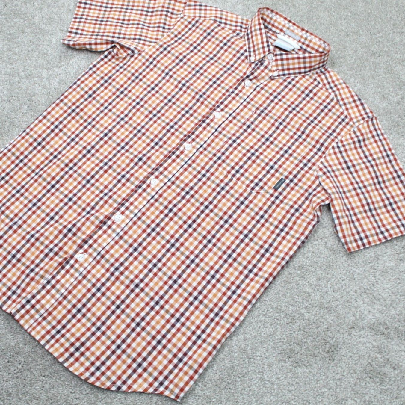 Vintage Columbia Rapid Rivers II Shirt Mens Small Red/Orange/White Cotton Stretch S/S Size US S / EU 44-46 / 1 - 3 Thumbnail