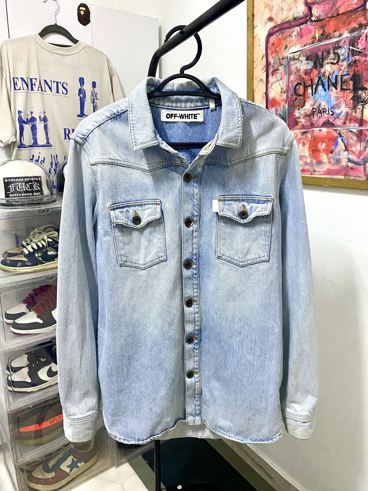 Off-White Off-White Diagonal Spray Denim trompe l'oeil Button up Size US S / EU 44-46 / 1 - 5 Thumbnail