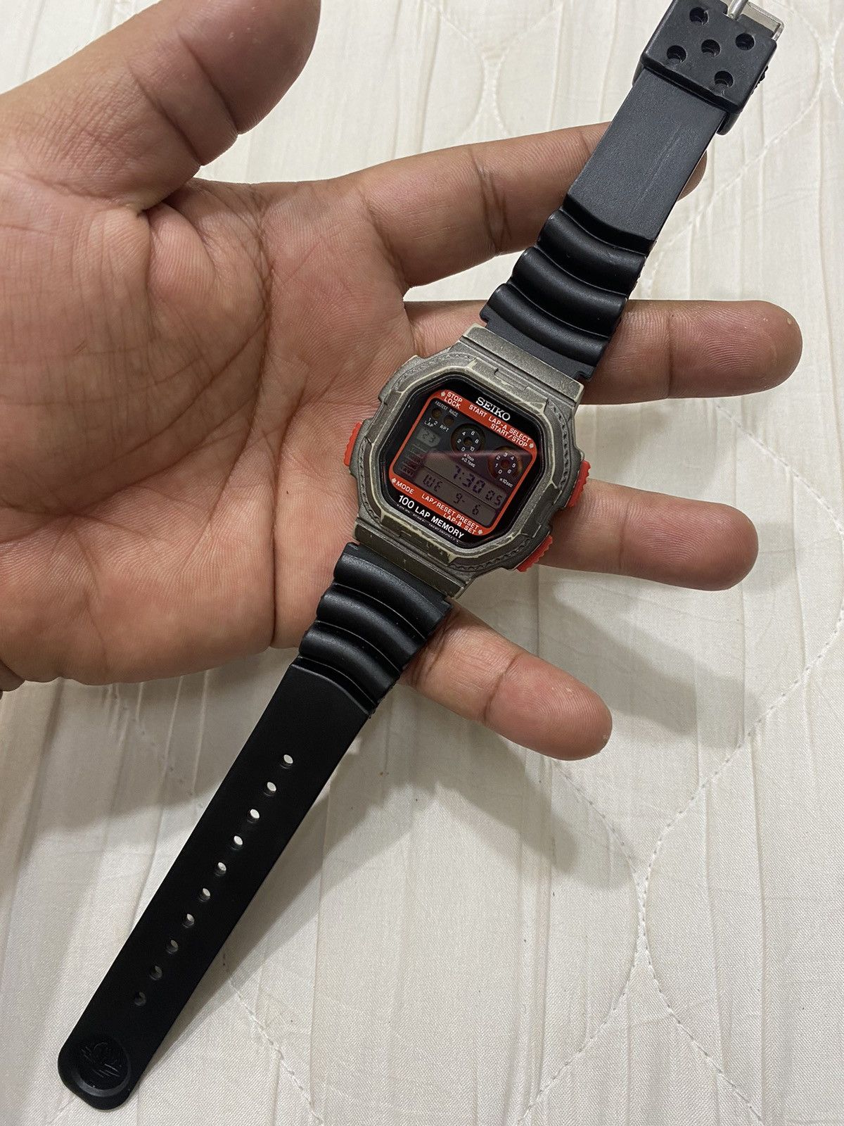 image of Seiko Digital W358-4A10 Quartz Watch in Grey, Men's