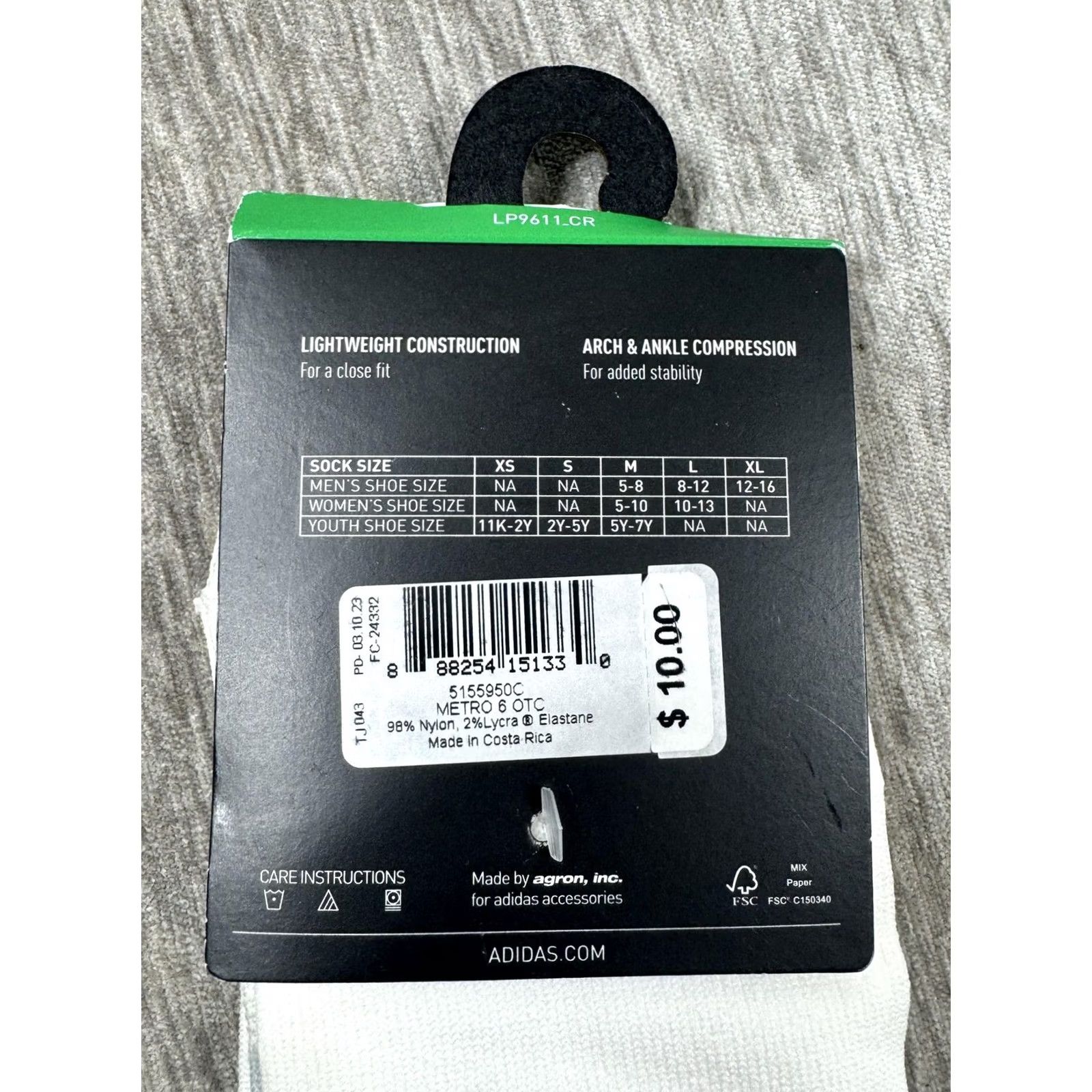 Adidas adidas Soccer Metro Socks Mens Medium White Arch & Ankle Compression Lightweight Socks Size ONE SIZE - 4 Thumbnail