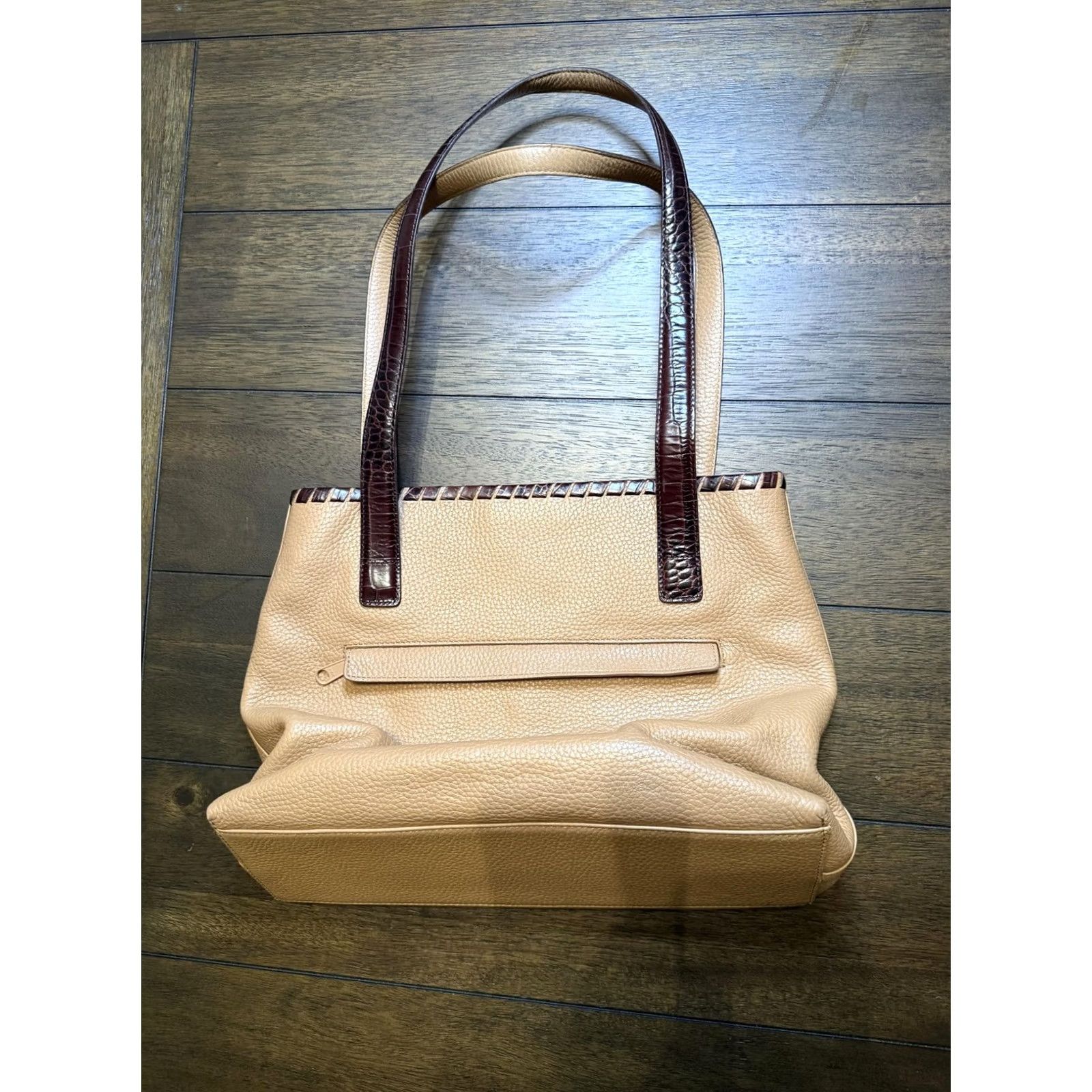 Brighton Brighton Tote Bag Womens Large Tan Leather Shoulder Purse Brown Croc Trim Scroll Size ONE SIZE - 6 Thumbnail