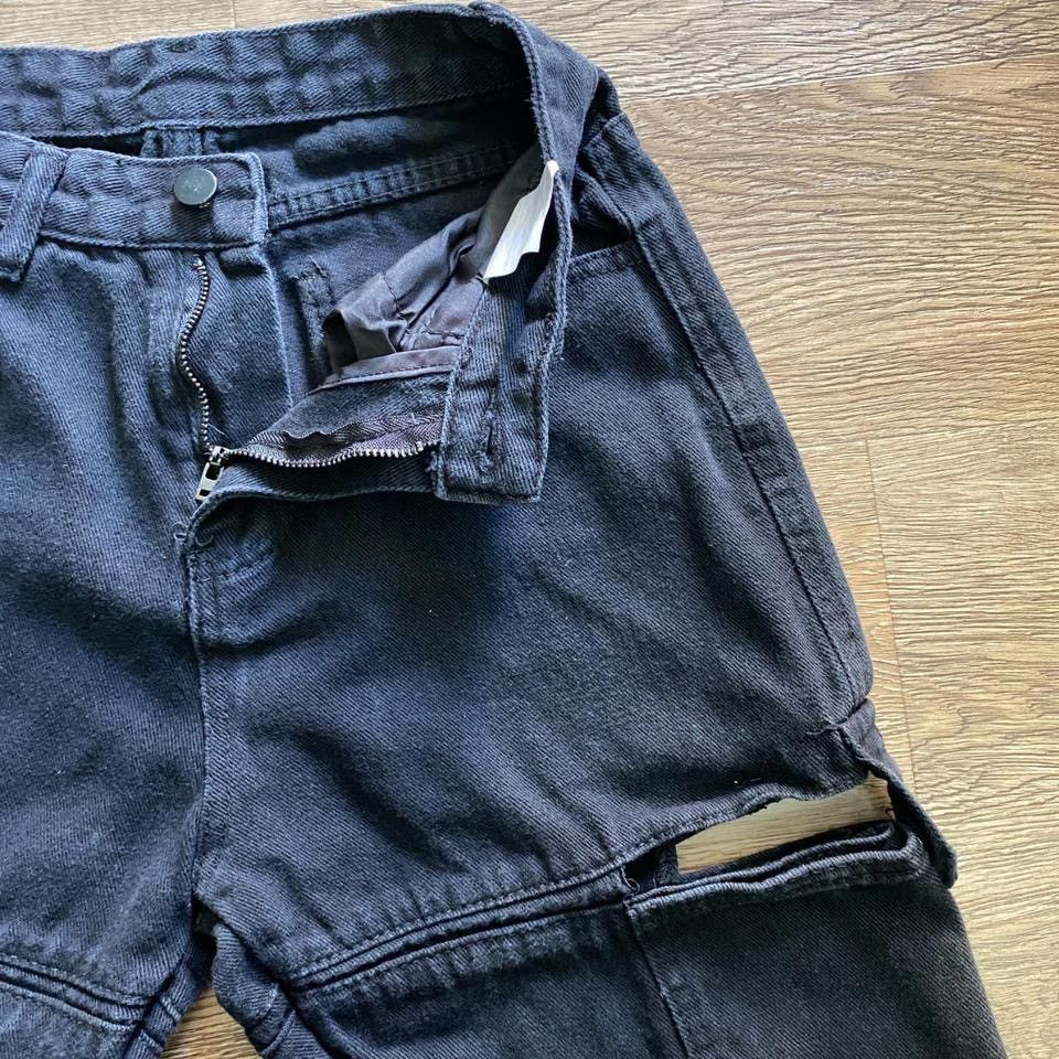 Other Black Cargo Jeans with Deep Pockets + Side Slits Size 25" / US 0 / IT 36 - 3 Thumbnail