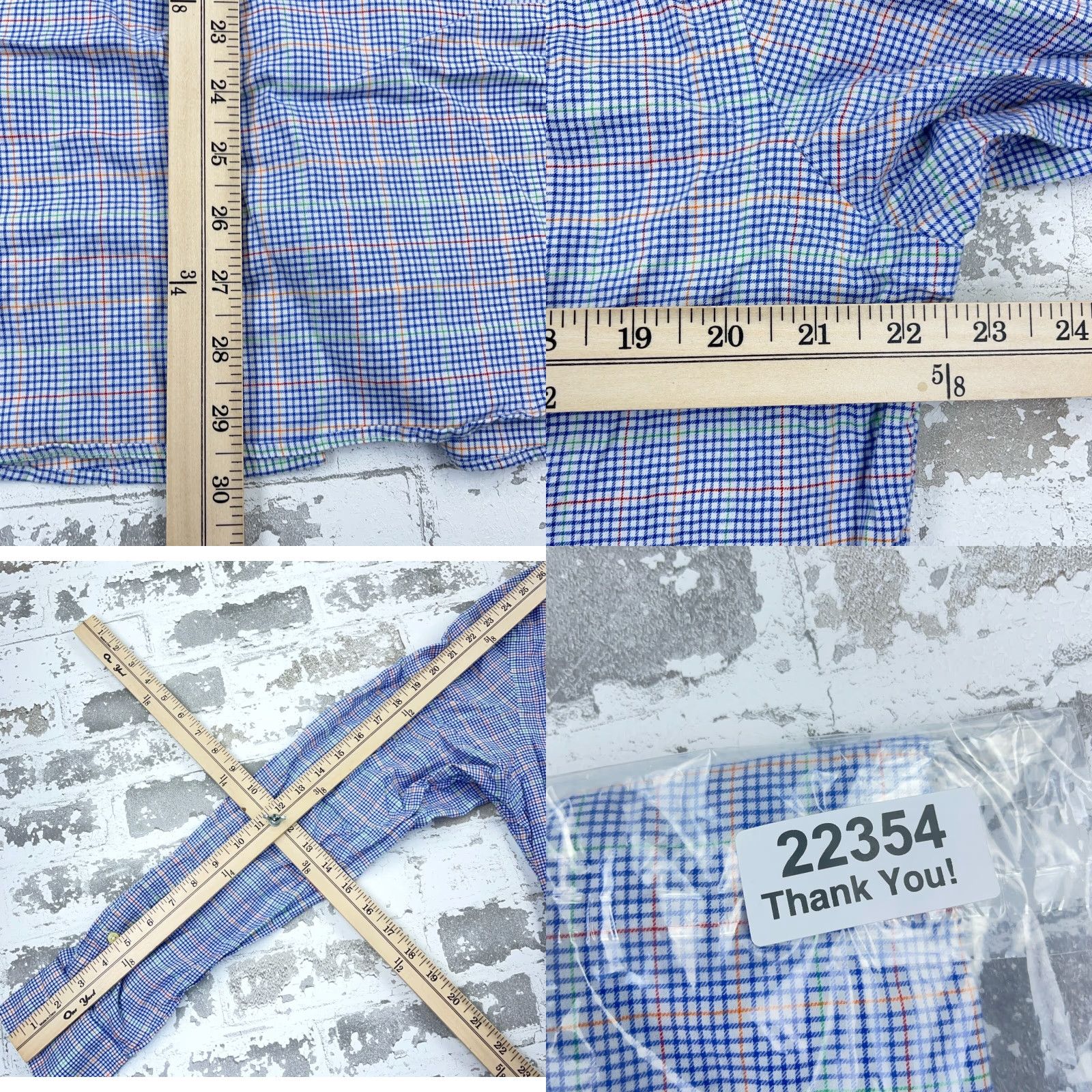 Polo Ralph Lauren Polo Ralph Lauren Shirt Men Large Blue Button Up Dress Glen Plaid Cotton Size 42R - 8 Thumbnail
