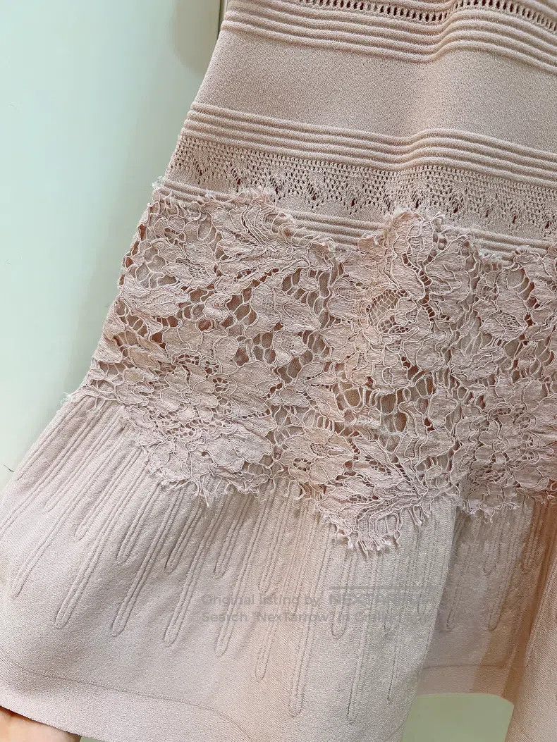 Valentino Valentino Lace patchwork knitted dress Size M / US 6-8 / IT 42-44 - 4 Thumbnail