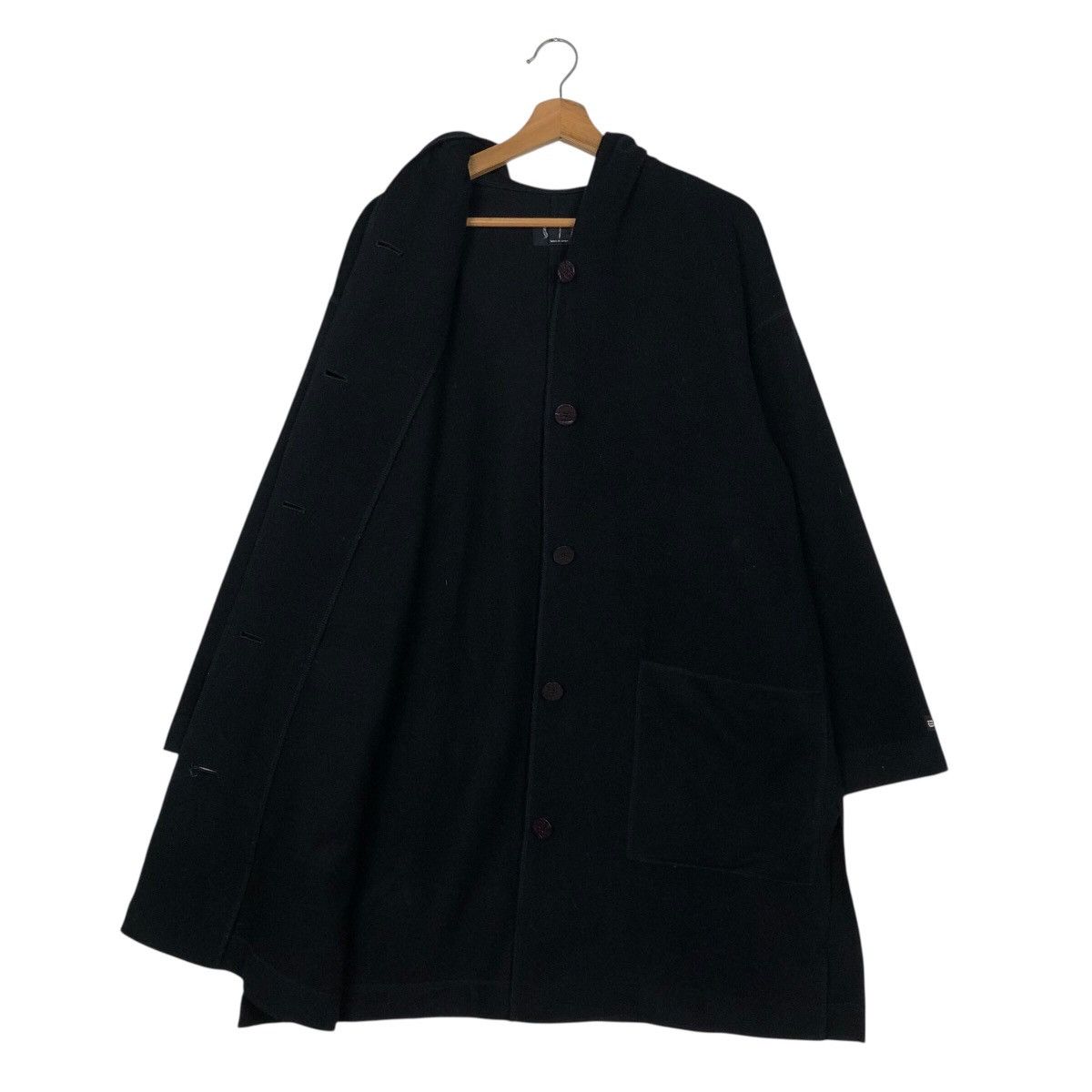 Japanese Brand S.I.B Experimental Hooded Overcoat — Black Avant-Garde Drape Size US M / EU 48-50 / 2 - 14 Thumbnail