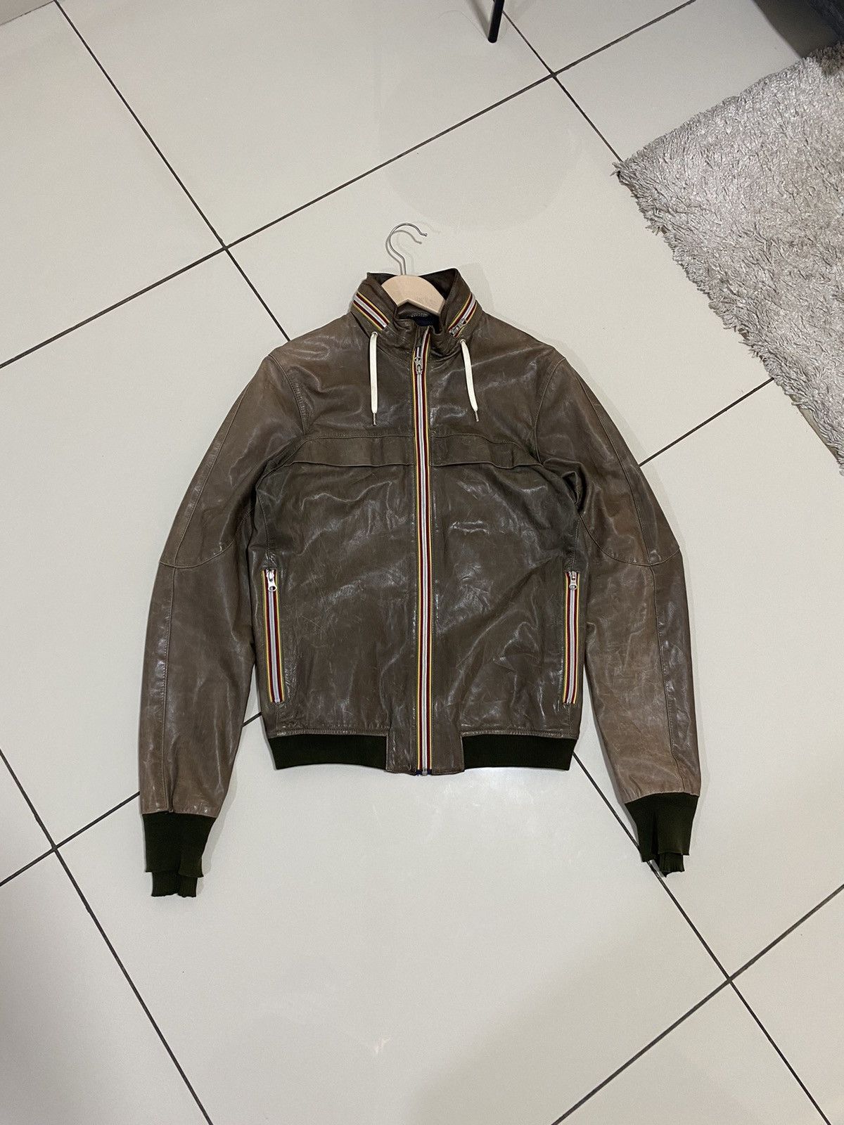Designer × Vintage Gold Bunny Mens Leather Biker Motorcycle Bomber Jacket Italy Size US S / EU 44-46 / 1 - 11 Thumbnail