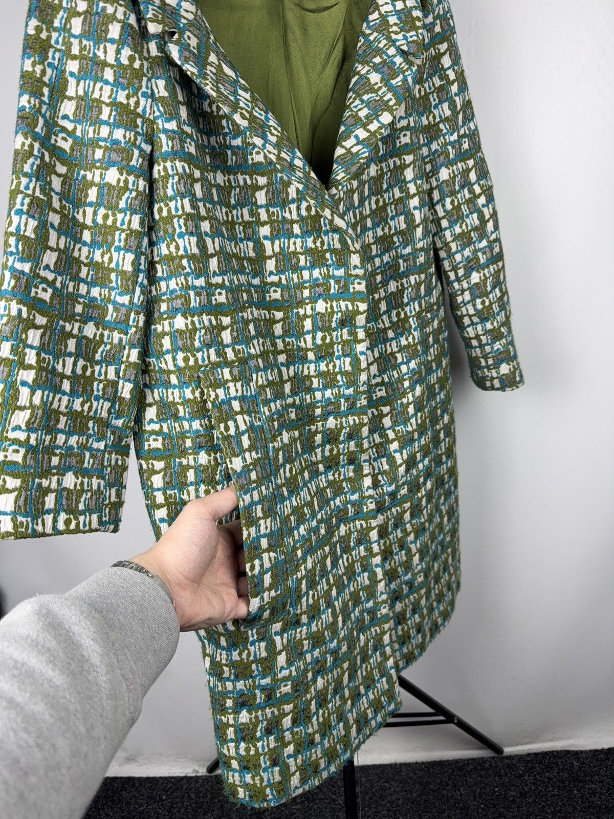 Cos COS Textured Jacquard Coat Green Abstract Pattern SZ 36 S/M Size S / US 4 / IT 40 - 8 Thumbnail