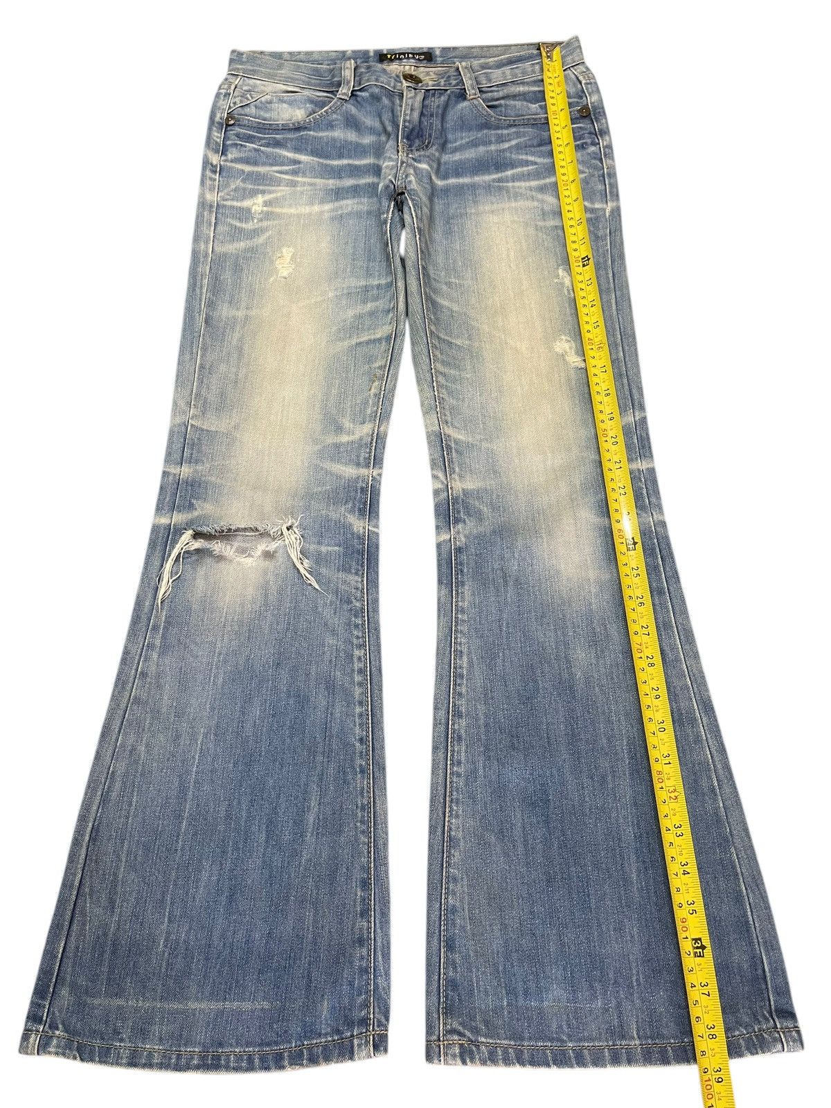 If Six Was Nine Vintage Japanese Brand Mud Faded Wash Distress Flare Jeans Size US 31 - 12 Thumbnail