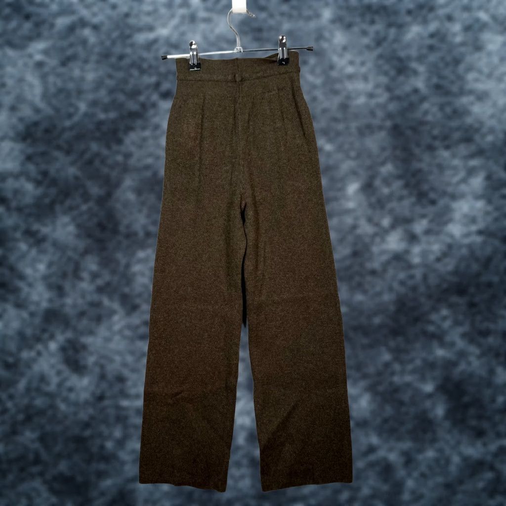 Uniqlo Uniqlo Womens XS High-Waisted Brown Knit Wide-Leg Pants Drawstring, Ankle, Pockets, Regular, All Season, Stretch Backward? Size 26" / US 2 / IT 38 - 1 Thumbnail