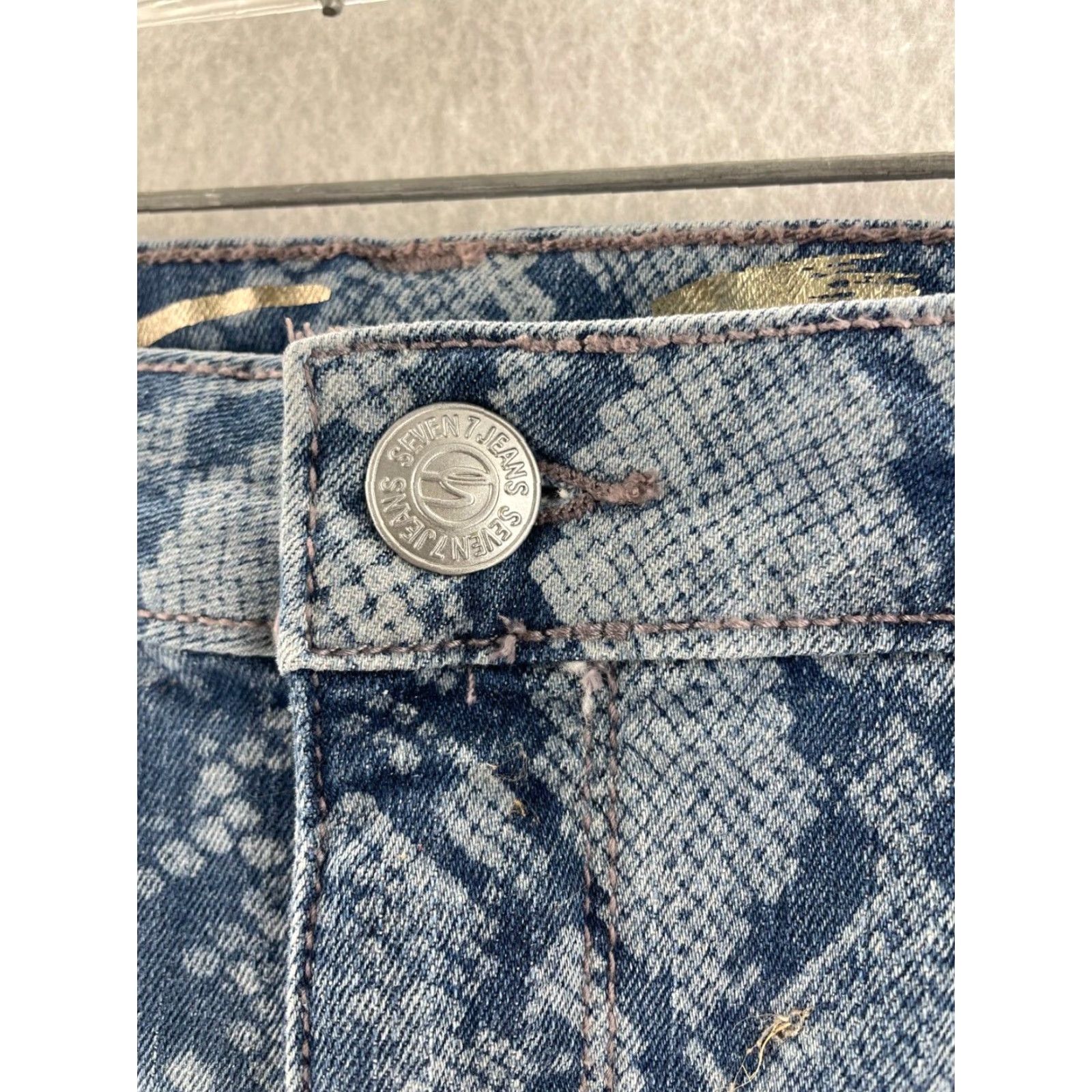 7 For All Mankind Seven for All Mankind Cut Off Jean Shorts Womens 8 Blue Snakeskin Print Casual Bohemian Size 30" / US 8 / IT 44 - 2 Thumbnail