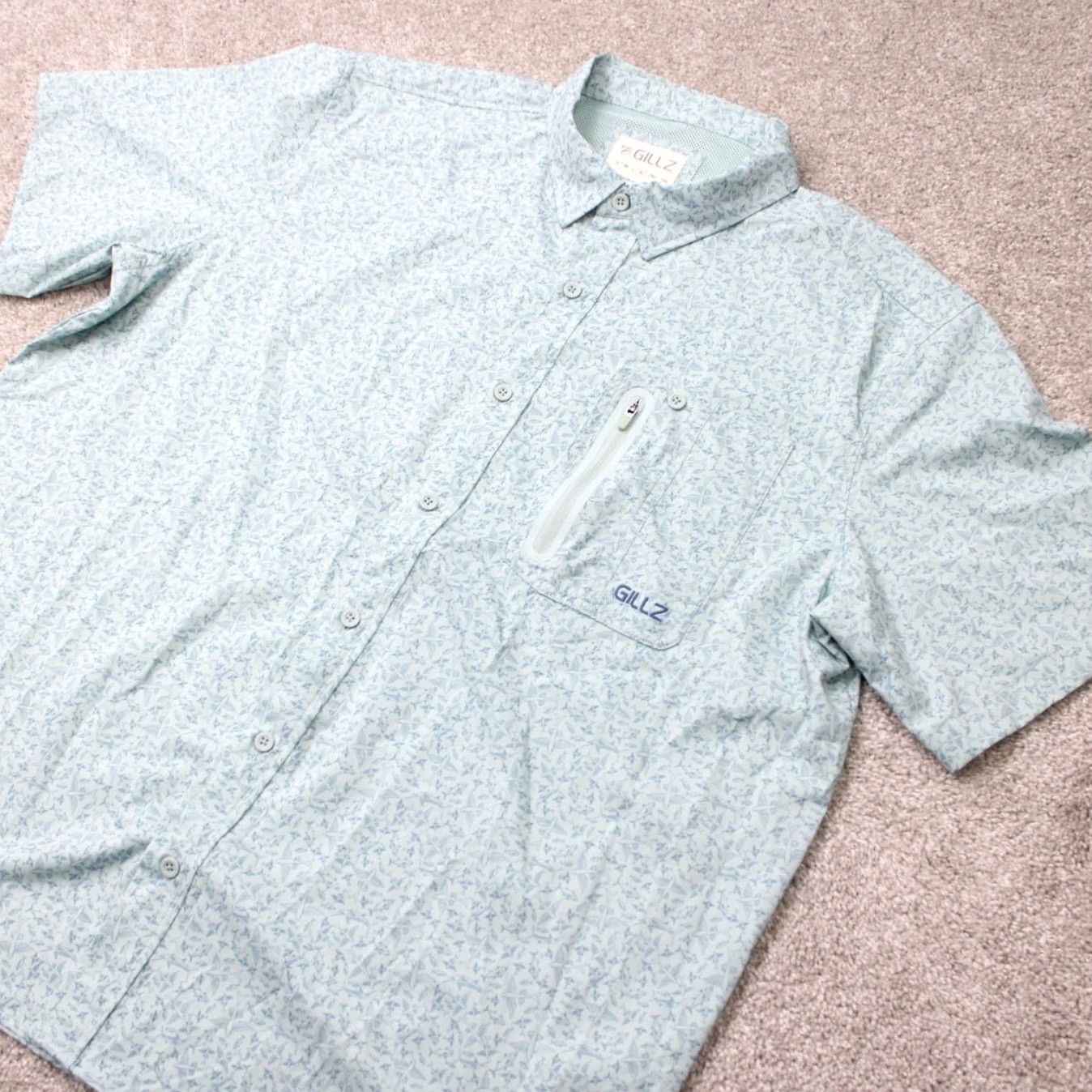 Vintage Gillz AOP Shirt Mens XL Blue Fish All Over Print Polyester Stretch Long Sleeve Size US XL / EU 56 / 4 - 4 Thumbnail