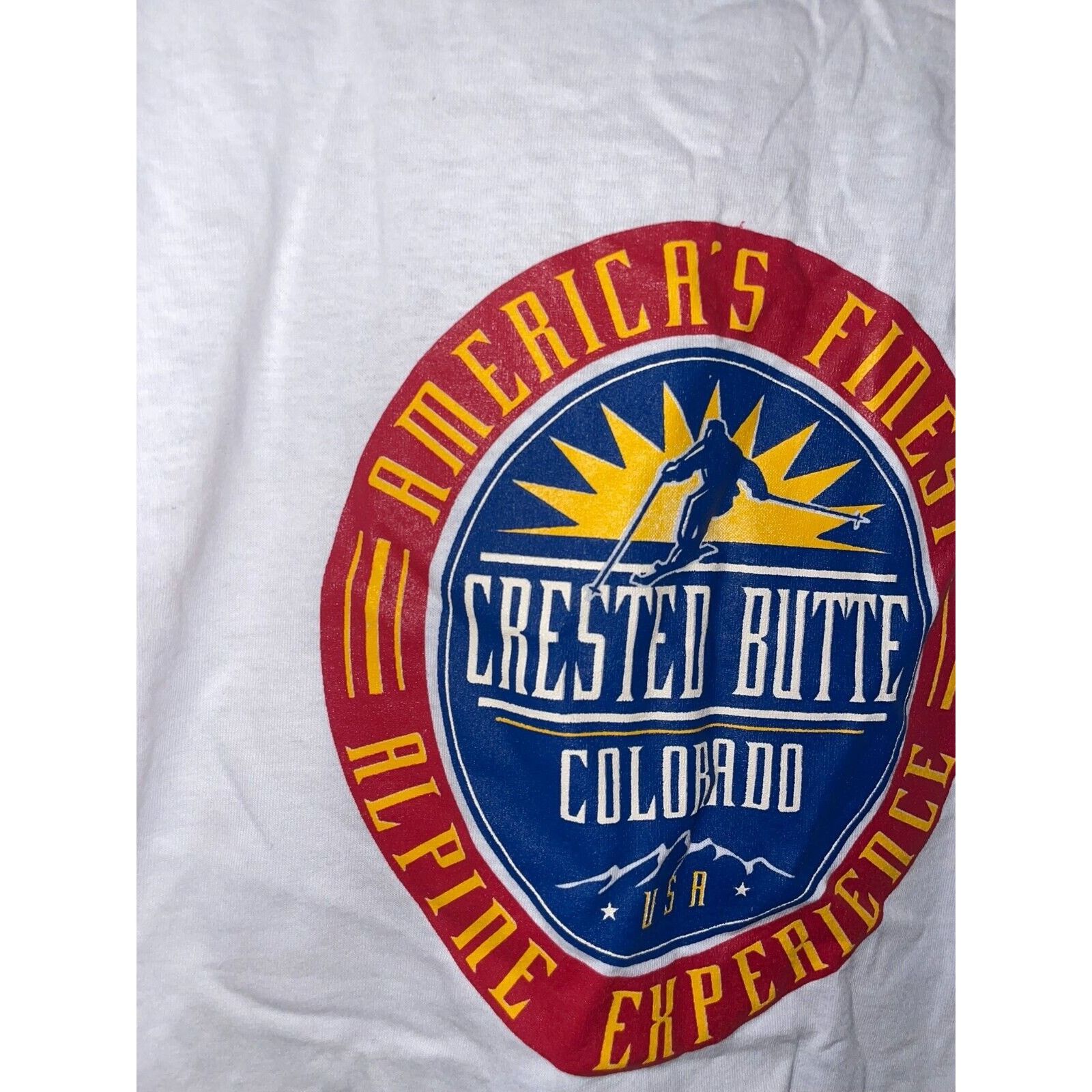 Jerzees 90s Crested Butte Colorado Experience Skiing White Shirt Size US L / EU 52-54 / 3 - 7 Thumbnail