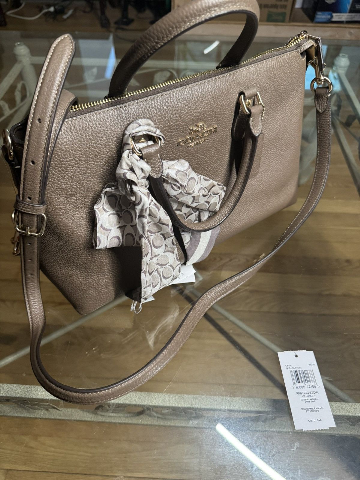 Coach Coach CR156 Dark Stone Pebble Leather Crossbody Bag w/ Scarf Size ONE SIZE - 3 Thumbnail