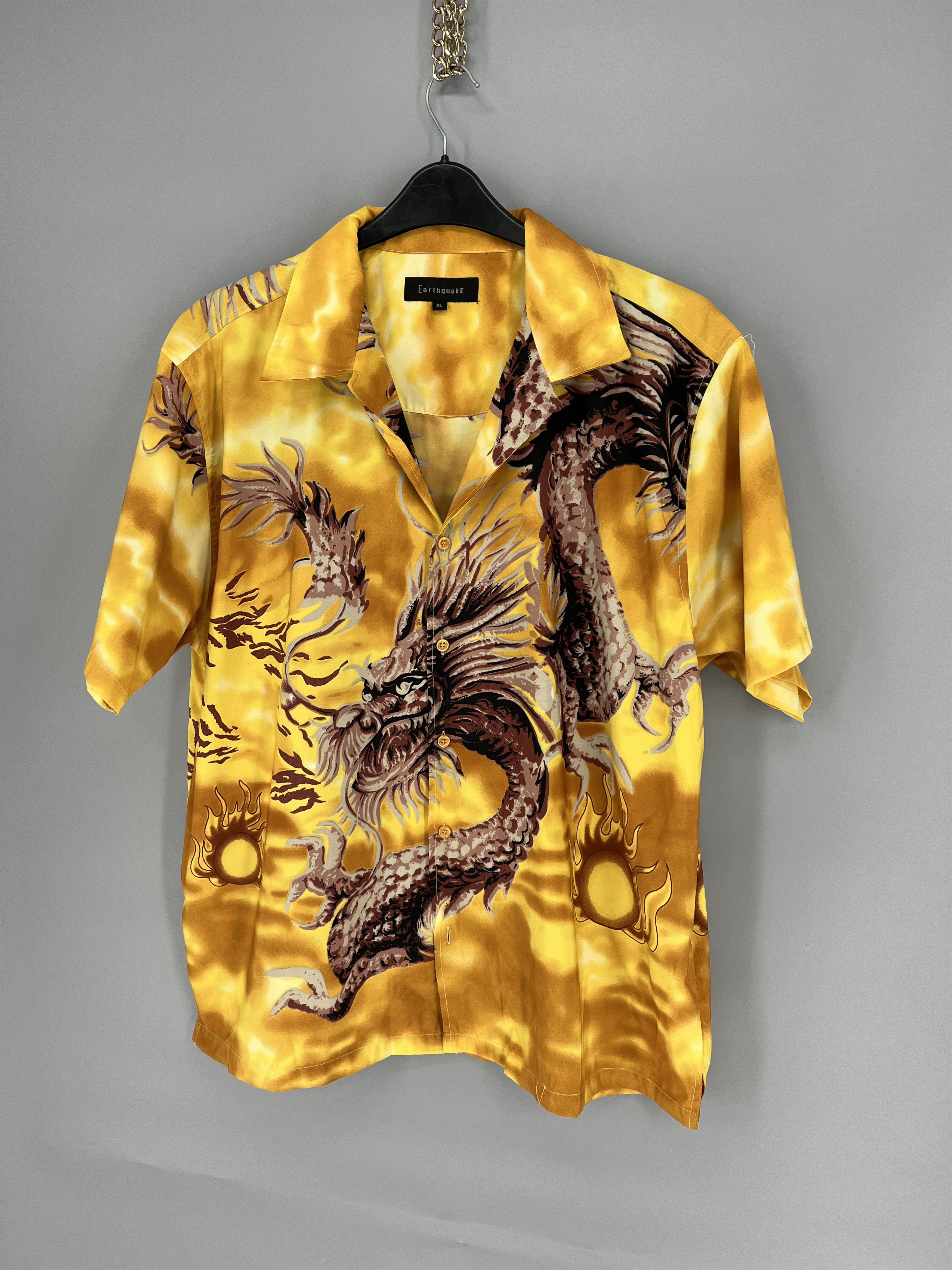 Japanese Brand Vintage Japanese Dragon Yellow Hawaiian Crazy Shirt Size US XL / EU 56 / 4 - 3 Thumbnail
