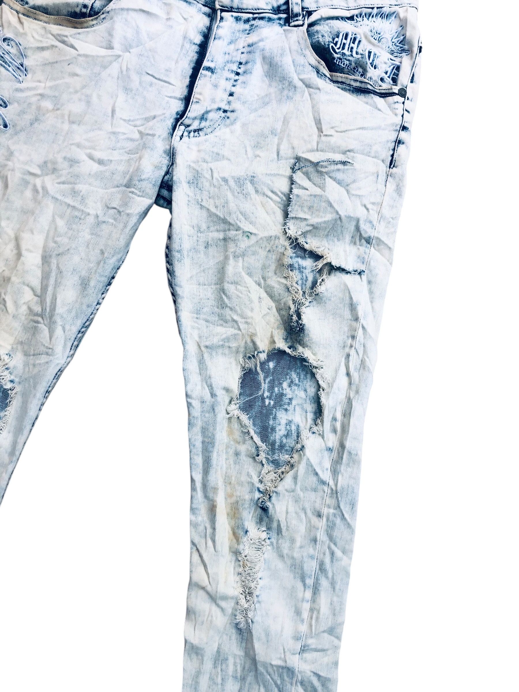 Designer 🔥Japanese Punk Distressed Denim Style Jeans Size US 32 / EU 48 - 3 Thumbnail