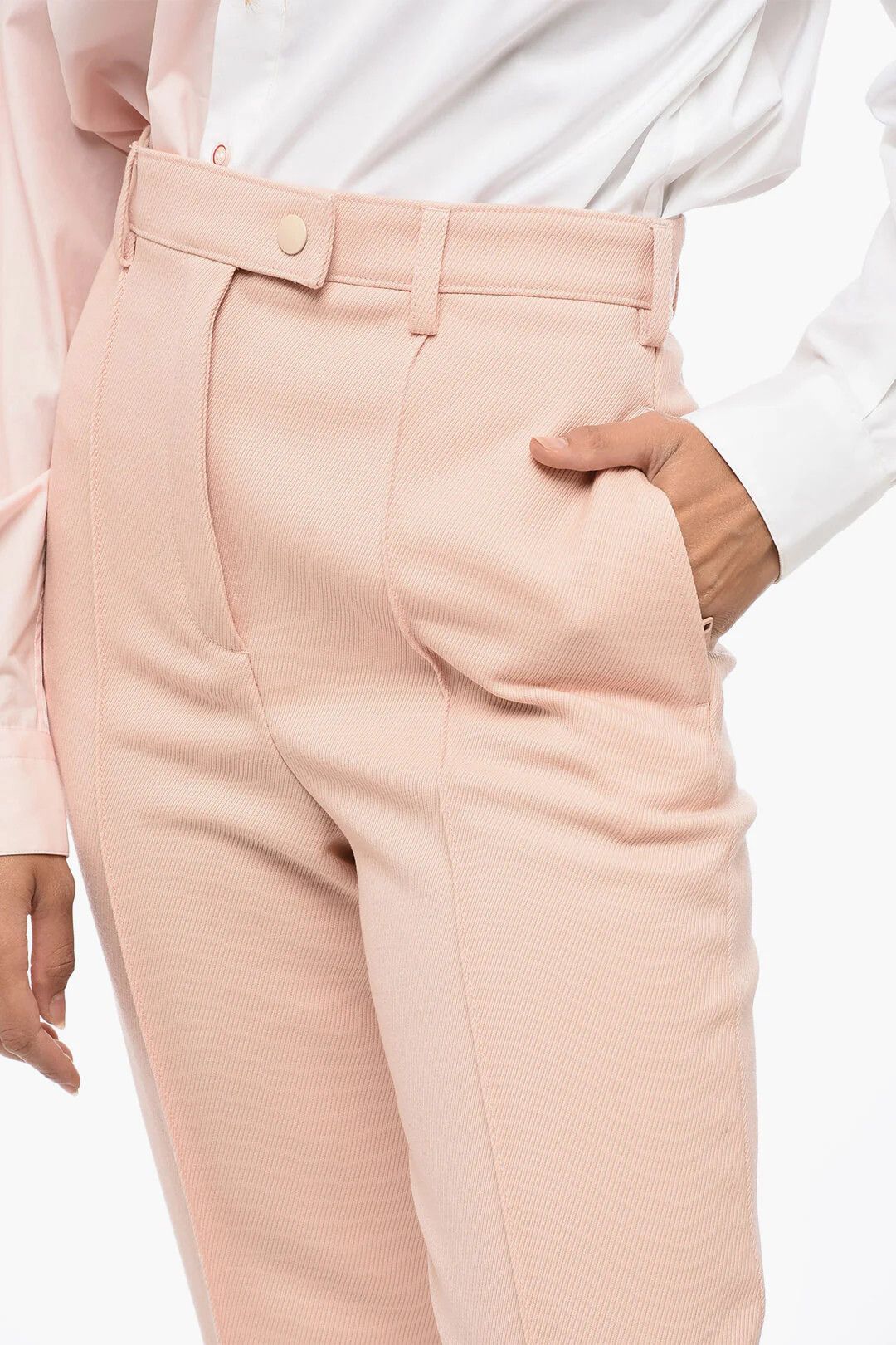 Prada og1mm0426 Wool Twill Pant in Pink Size 27" / US 4 / IT 40 - 3 Thumbnail