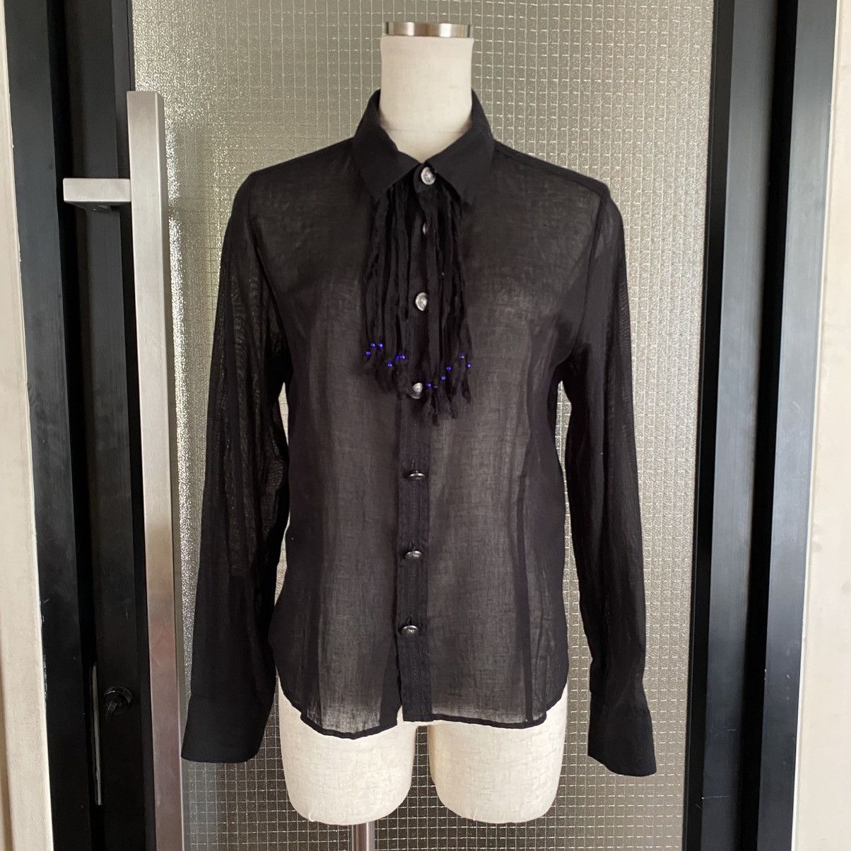 Sunao Kuwahara Sunao Kuwahara Sheer Black Fringed Blouse Size M / US 6-8 / IT 42-44 - 17 Thumbnail