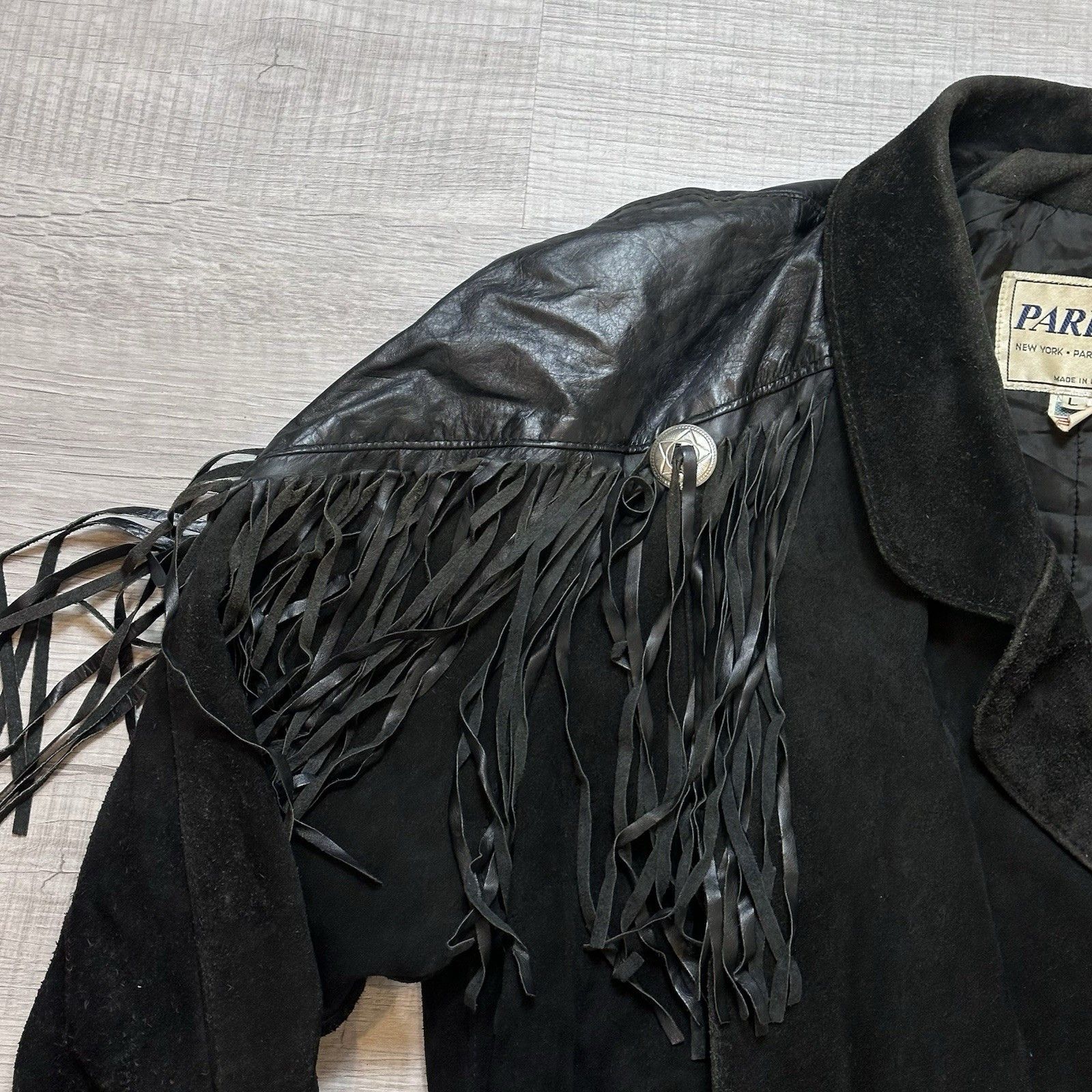 Vintage Vintage Park V Large Leather Moto Biker Jacket with Fringe Size L / US 10 / IT 46 - 5 Thumbnail