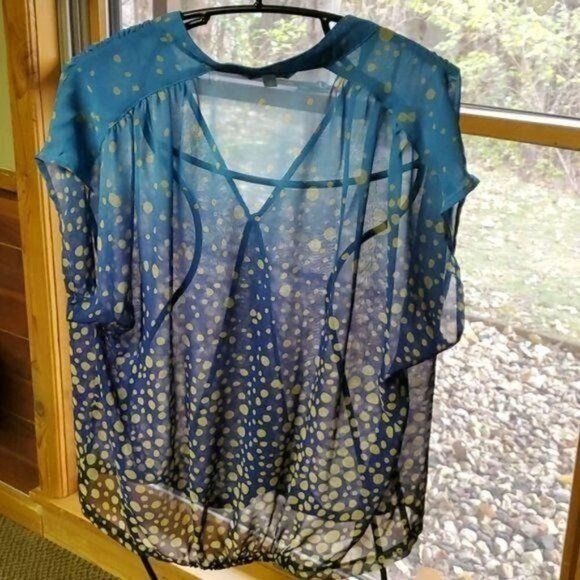 Designer CAbi Sheer Vneck Polka Dots Casual Button Down Sleeveless Sz Size S / US 4 / IT 40 - 5 Thumbnail