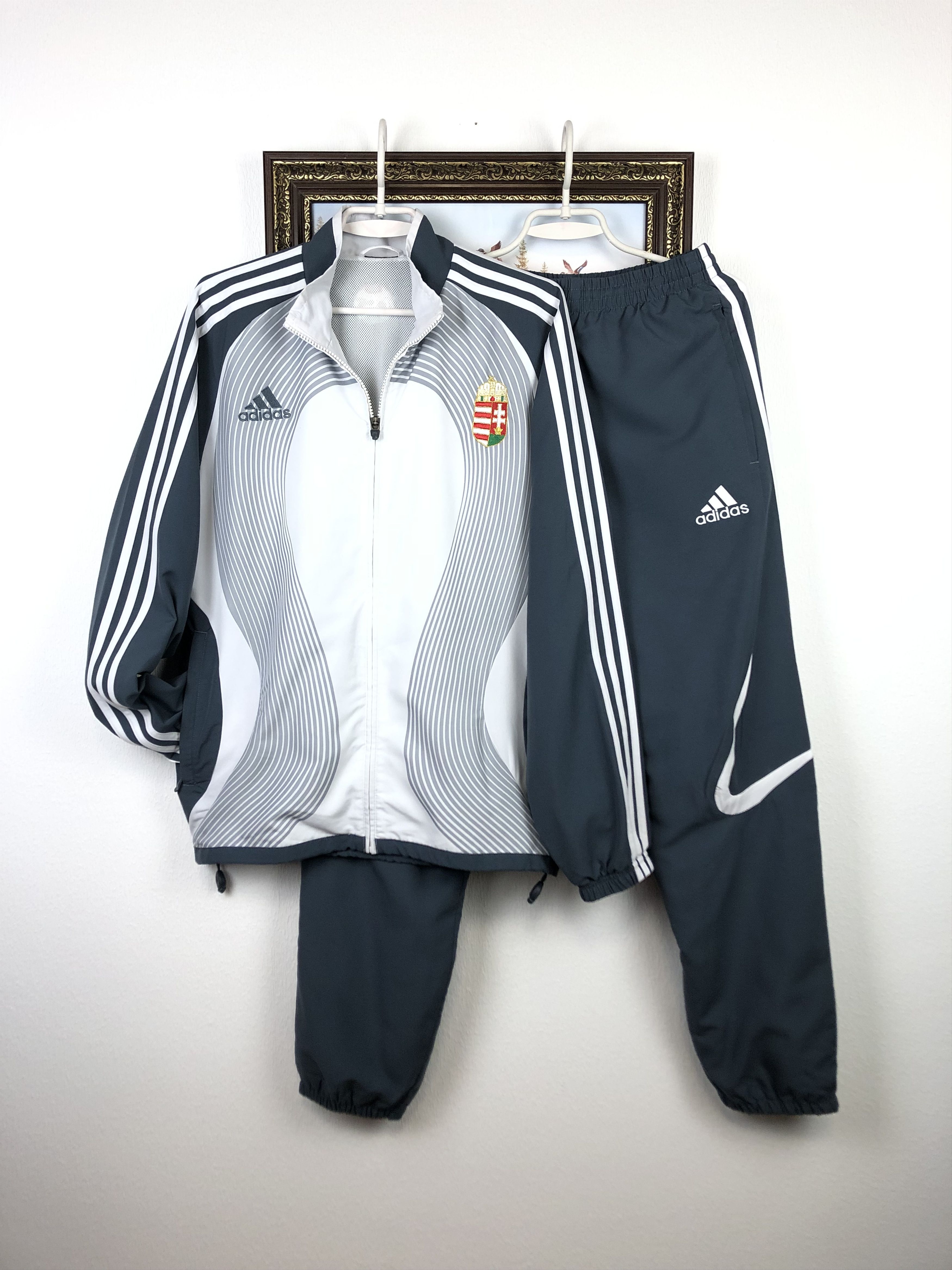 Adidas Vintage Adidas Hungary Football Suit Set Jacket Pants Track Size US S / EU 44-46 / 1 - 1 Thumbnail