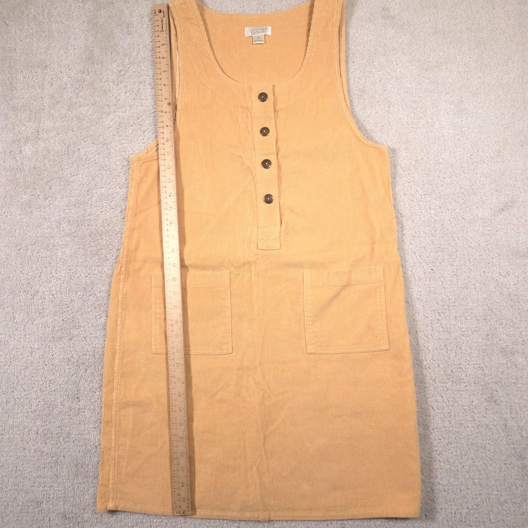 Vintage Christopher & Banks Womens S Beige Corduroy Shift Dress - Casual Workwear Size S / US 4 / IT 40 - 7 Thumbnail
