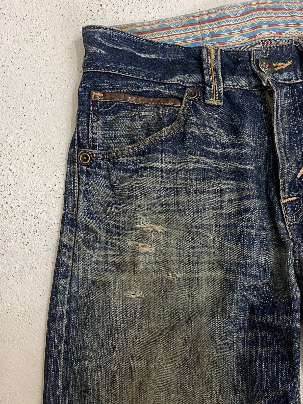 If Six Was Nine × Japanese Brand × Le Grande Bleu (L.G.B.) Edwin XV Japan Distressed Mud Washed Dirty Loose Fit Size US 32 / EU 48 - 7 Thumbnail
