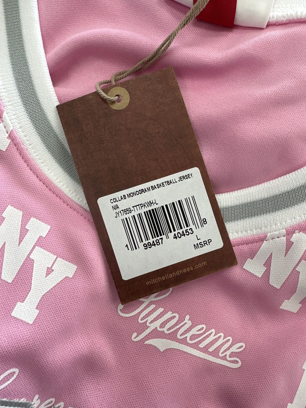 Supreme Supreme Mitchell & Ness Monogram Basketball Jersey Pink Size US L / EU 52-54 / 3 - 6 Thumbnail