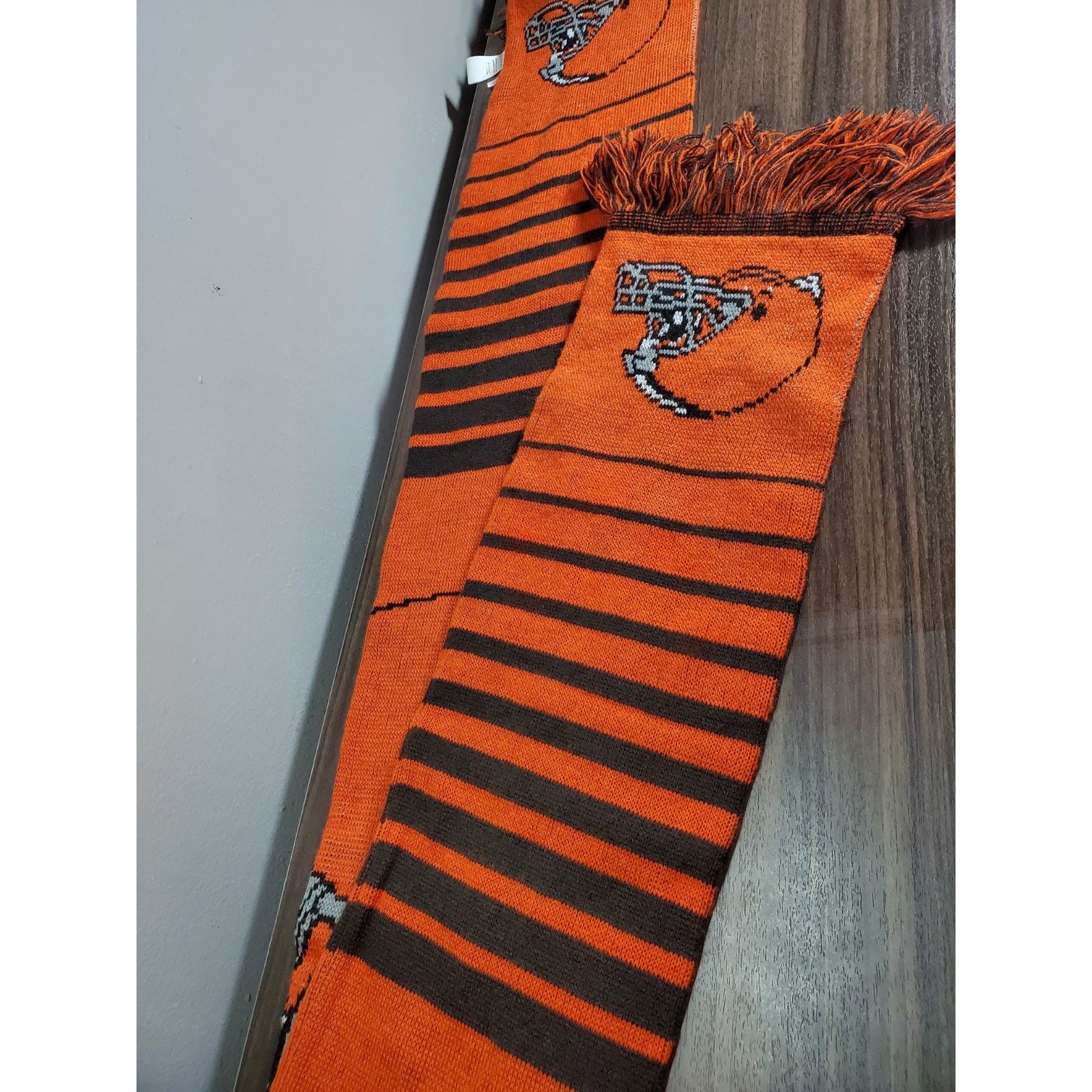 NFL Cleveland Browns Knit Long Scarf NFL Football Orange Brown Size ONE SIZE - 4 Thumbnail