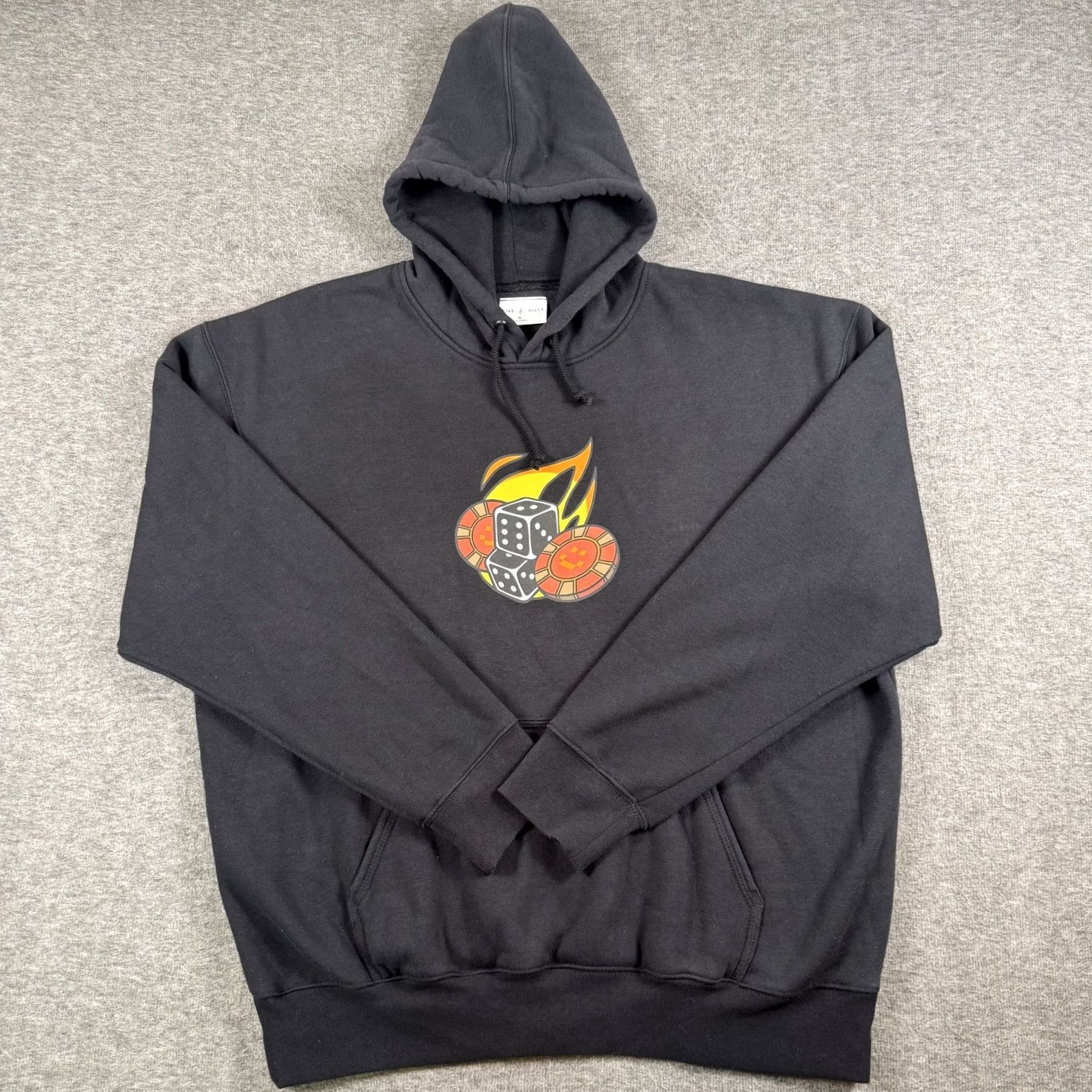 Vintage Five Hills Hoodie Mens XL Black Dice Poker Chips Flames Pullover Casino Size US XL / EU 56 / 4 - 5 Thumbnail