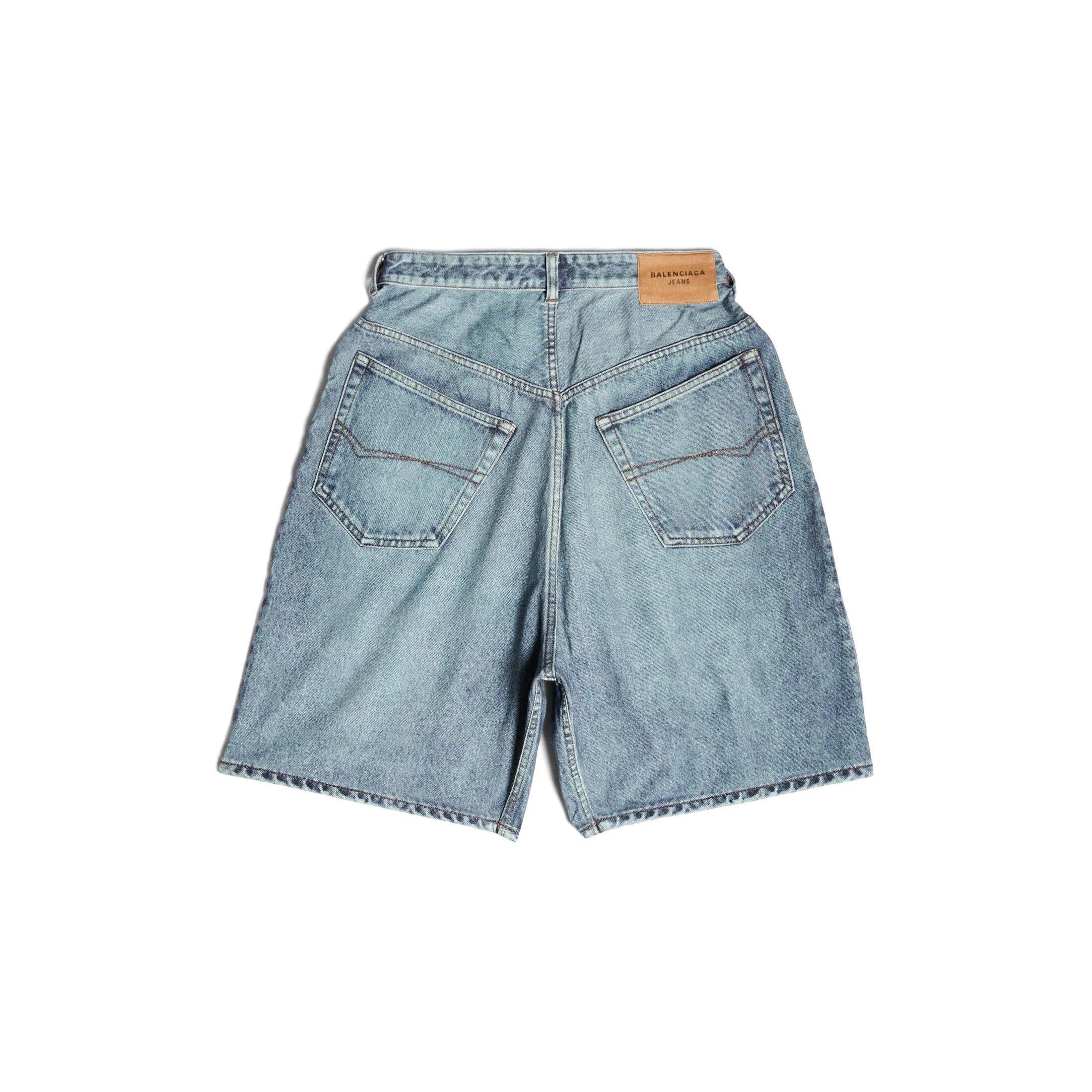 Balenciaga o1in1g1024 Trompe L'Œil Skater Shorts in Blue Size US 28 / EU 44 - 2 Thumbnail