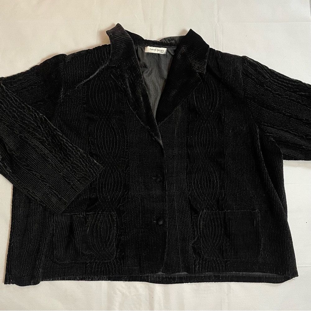 Harve Benard Harve Benard Vintage Black Velvet Cabled Blazer Jacket Size Size 4XL / US 24-26 - 7 Thumbnail