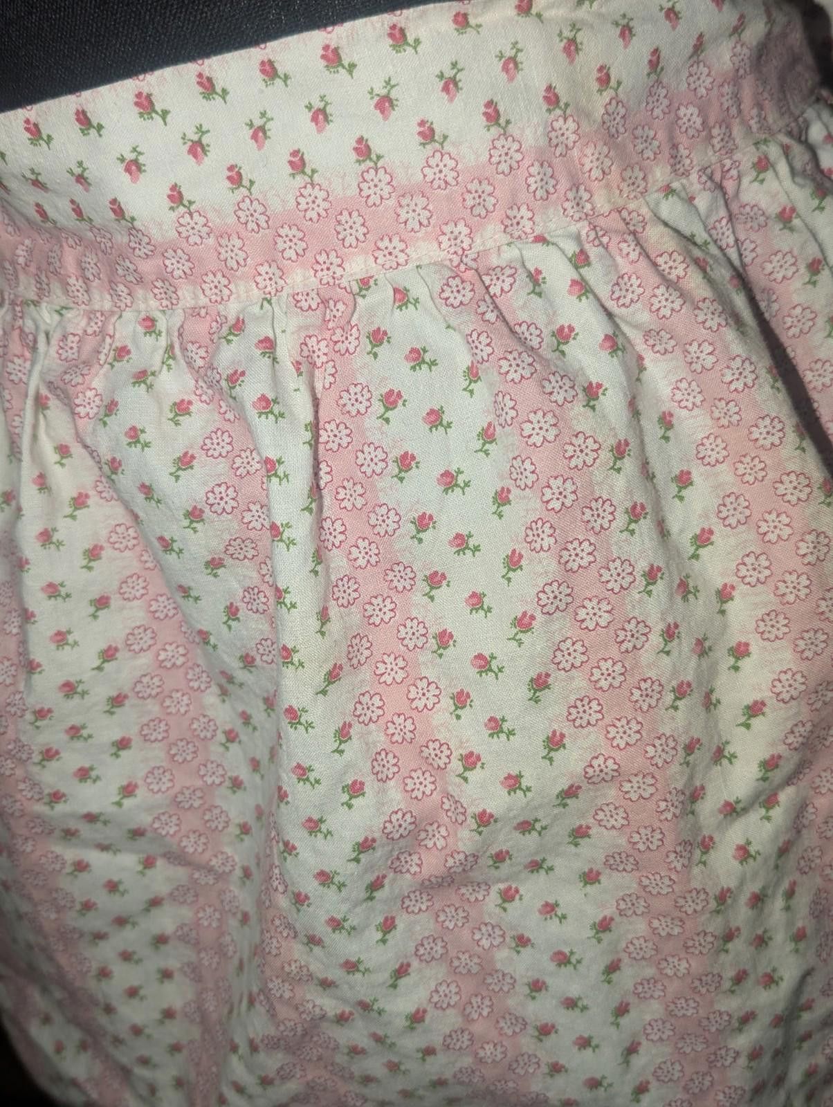Handmade VTG 50s Sheer Heart Pink Flower Reversible Half Apron Kawaii Size ONE SIZE - 8 Thumbnail