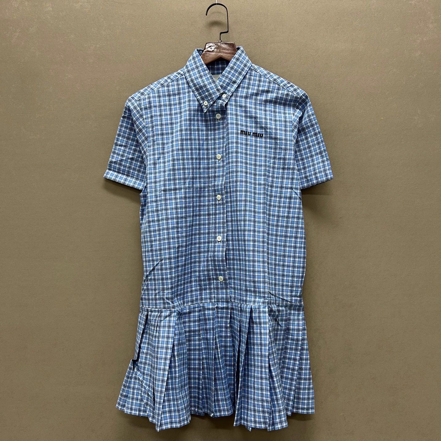 Miu Miu Miu Miu SS25 Blue Pleated Dress 36 New Size XS / US 0-2 / IT 36-38 - 1 Thumbnail