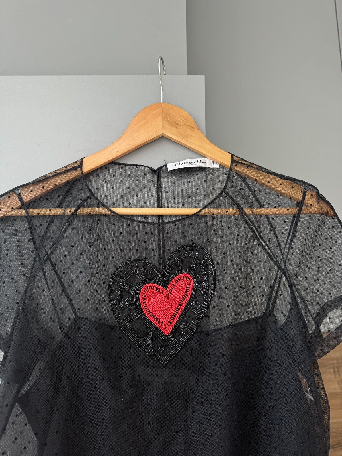 Dior Christian Dior Black Silk Organza Heart Embelishment Blouse Size XS / US 0-2 / IT 36-38 - 3 Thumbnail