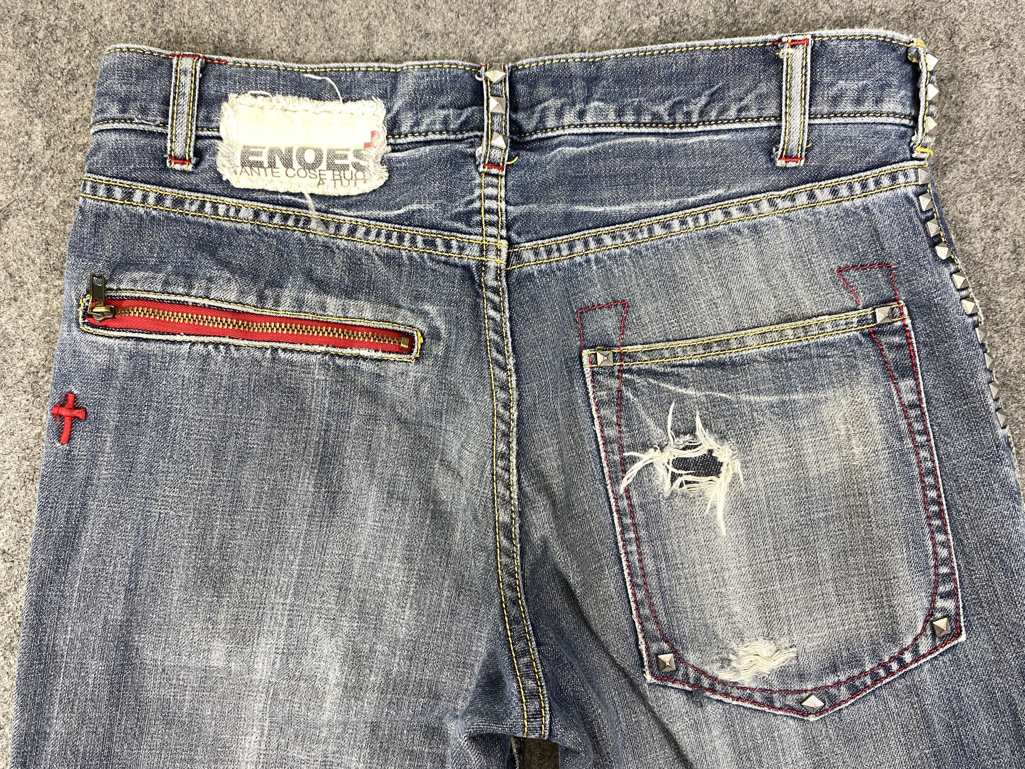 Japanese Brand Distressed Blue Vintage Genoese Flare Jeans 31x29.5 - JN3277 Size US 31 - 4 Thumbnail