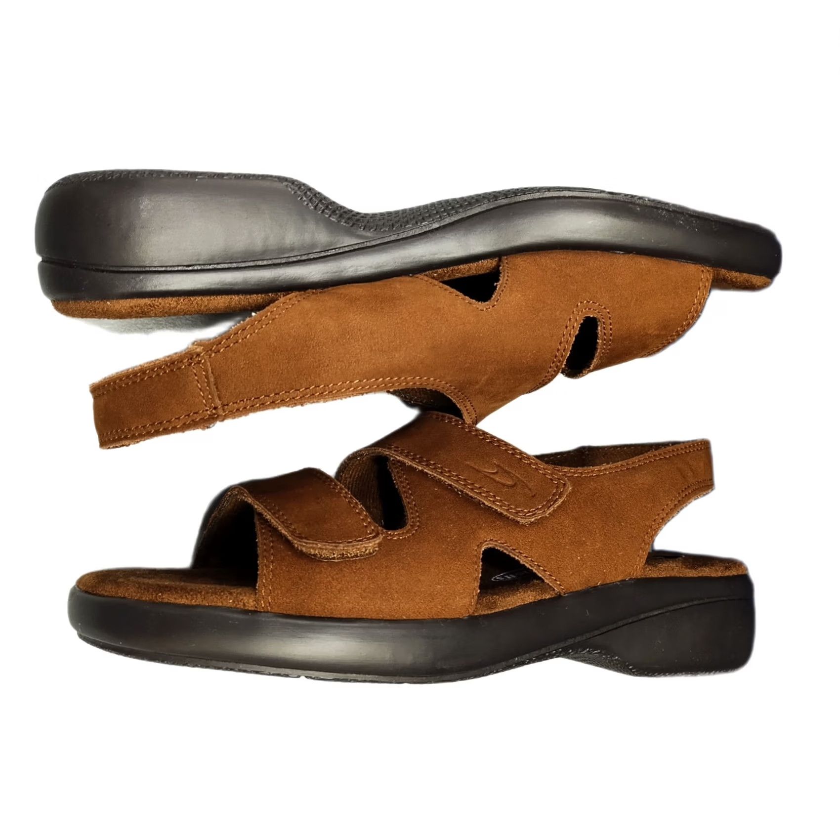 Vintage Dr. Scholl's Holly Sandals Womens Size 7.5 Brown Leather Upper Gel Pac Hook & Loop Size US 8 / IT 38 - 2 Thumbnail