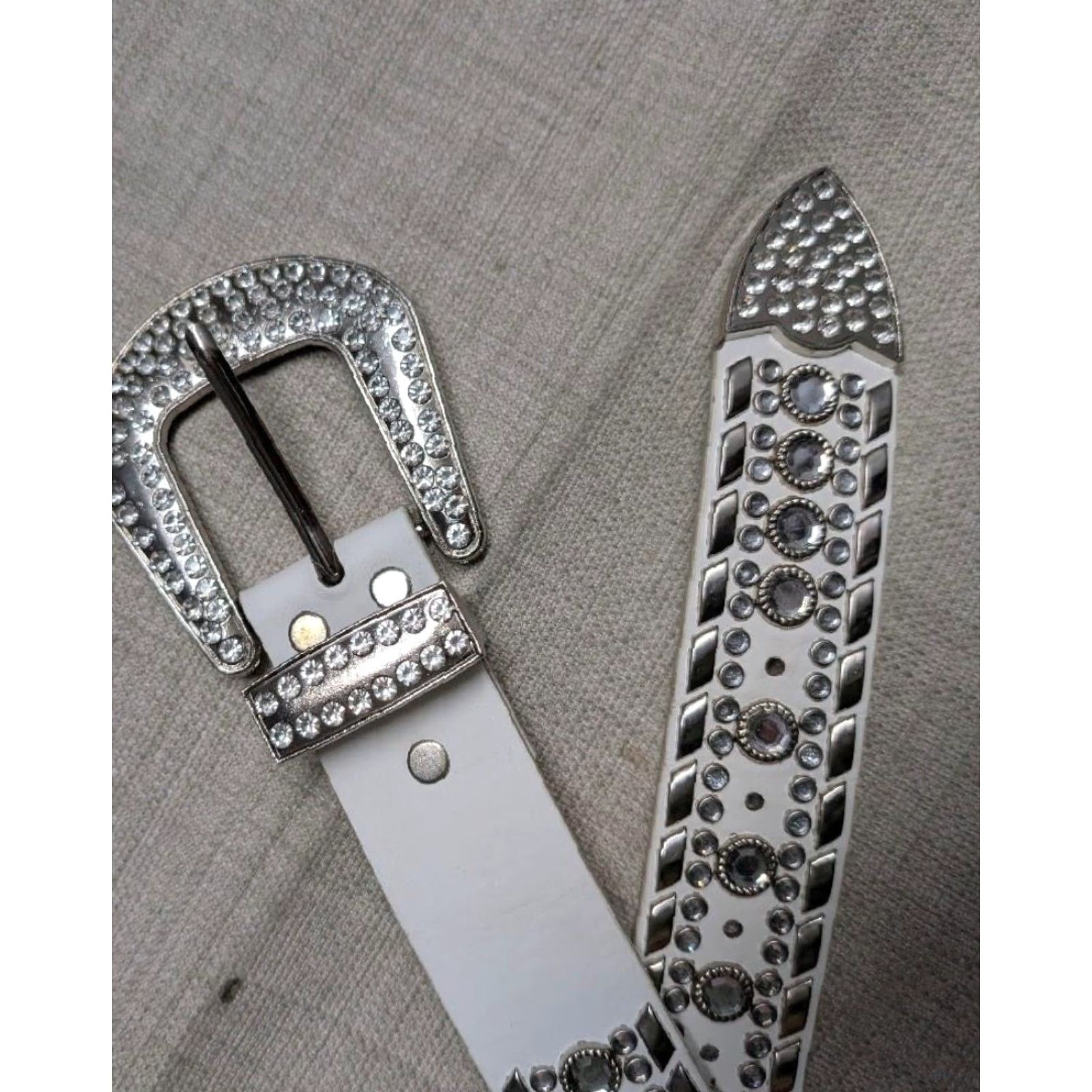 Vintage VINTAGE RHINESTONE western belt Buckle Bling 38 White Nike? Size 38 - 5 Thumbnail