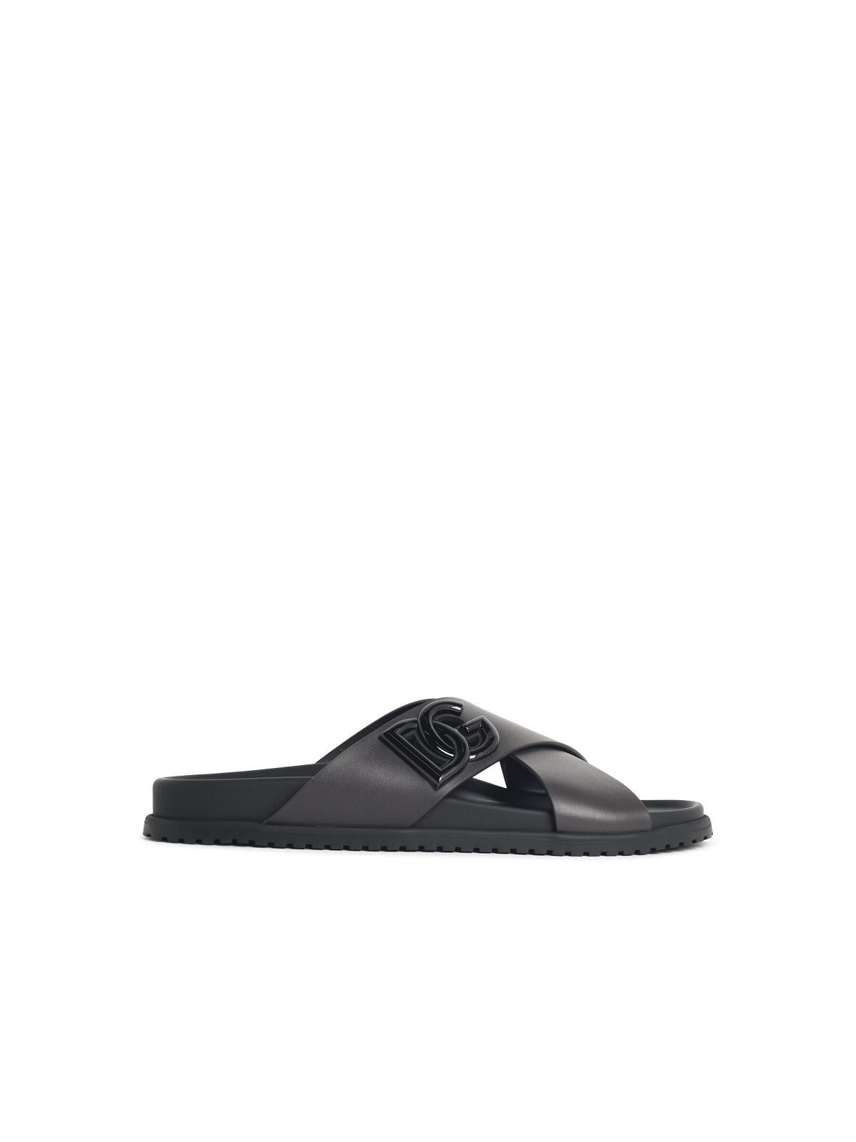 Dolce & Gabbana DOLCE & GABBANA Brown Leather Slippers Size US 10 / EU 43 - 1 Thumbnail
